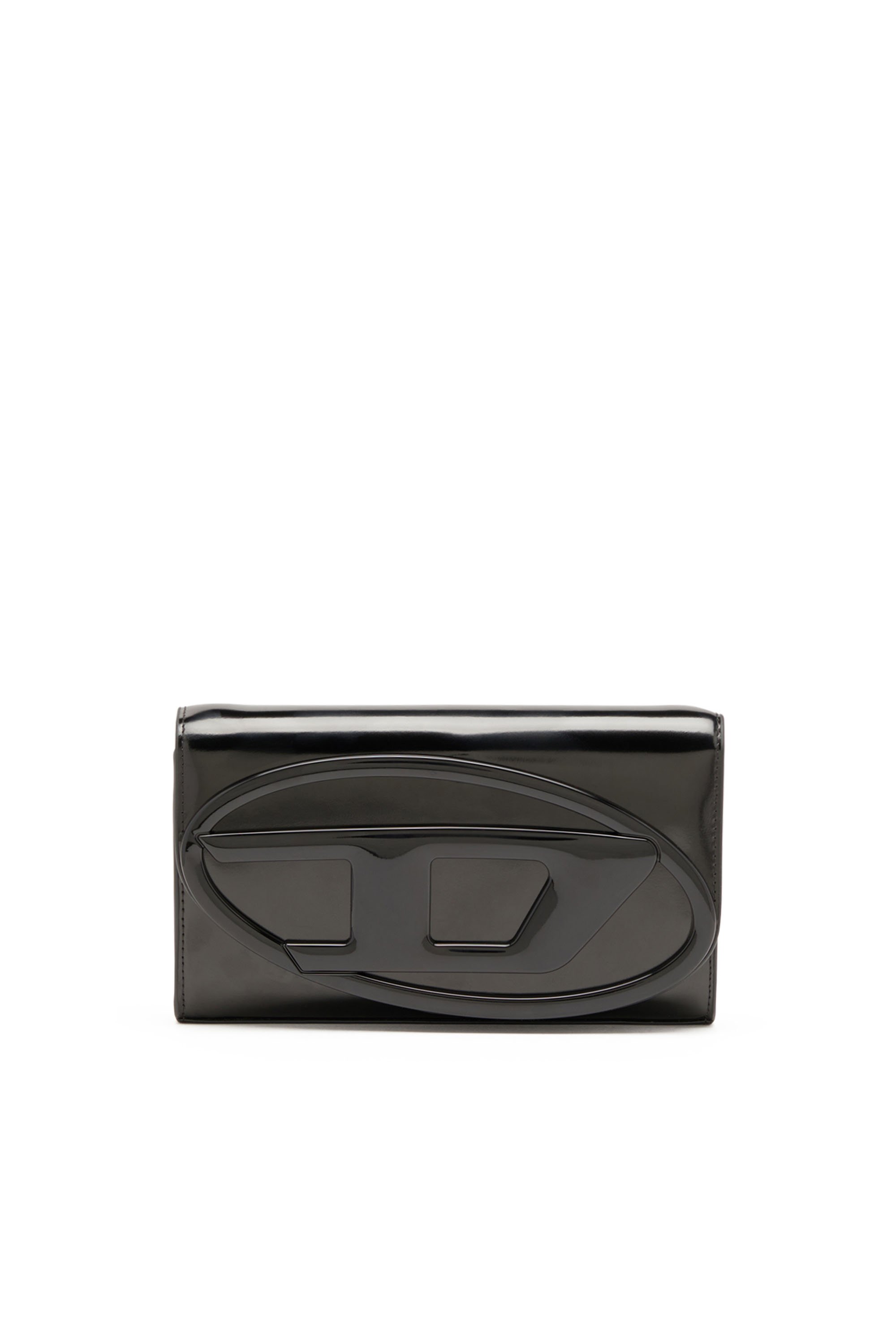 Diesel - 1DR WALLET STRAP, Woman's Wallet bag in mirrored leather in Black - 1