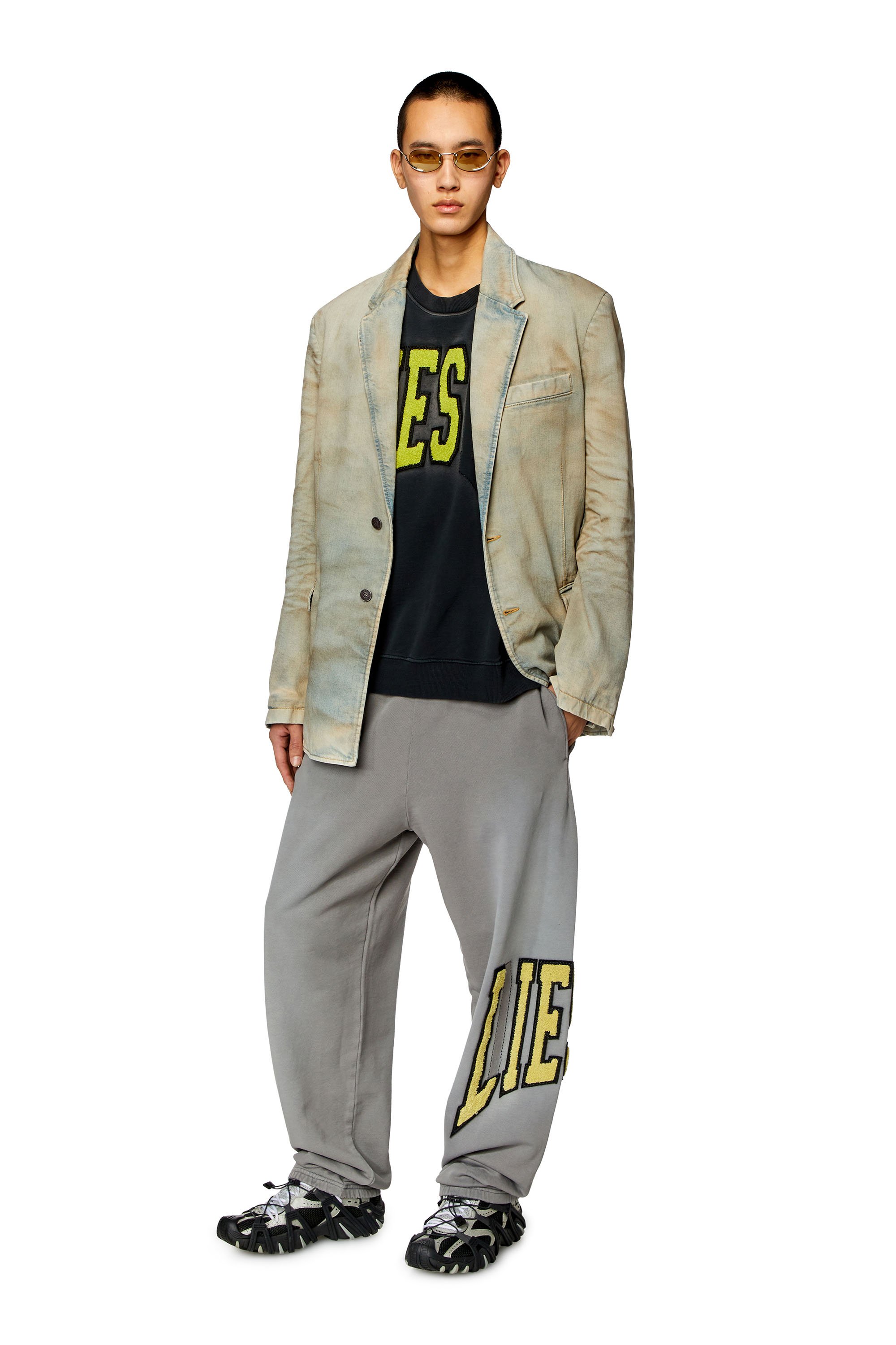 Diesel - P-MARCHI, Man's College track pants with LIES patches in Grey - 3