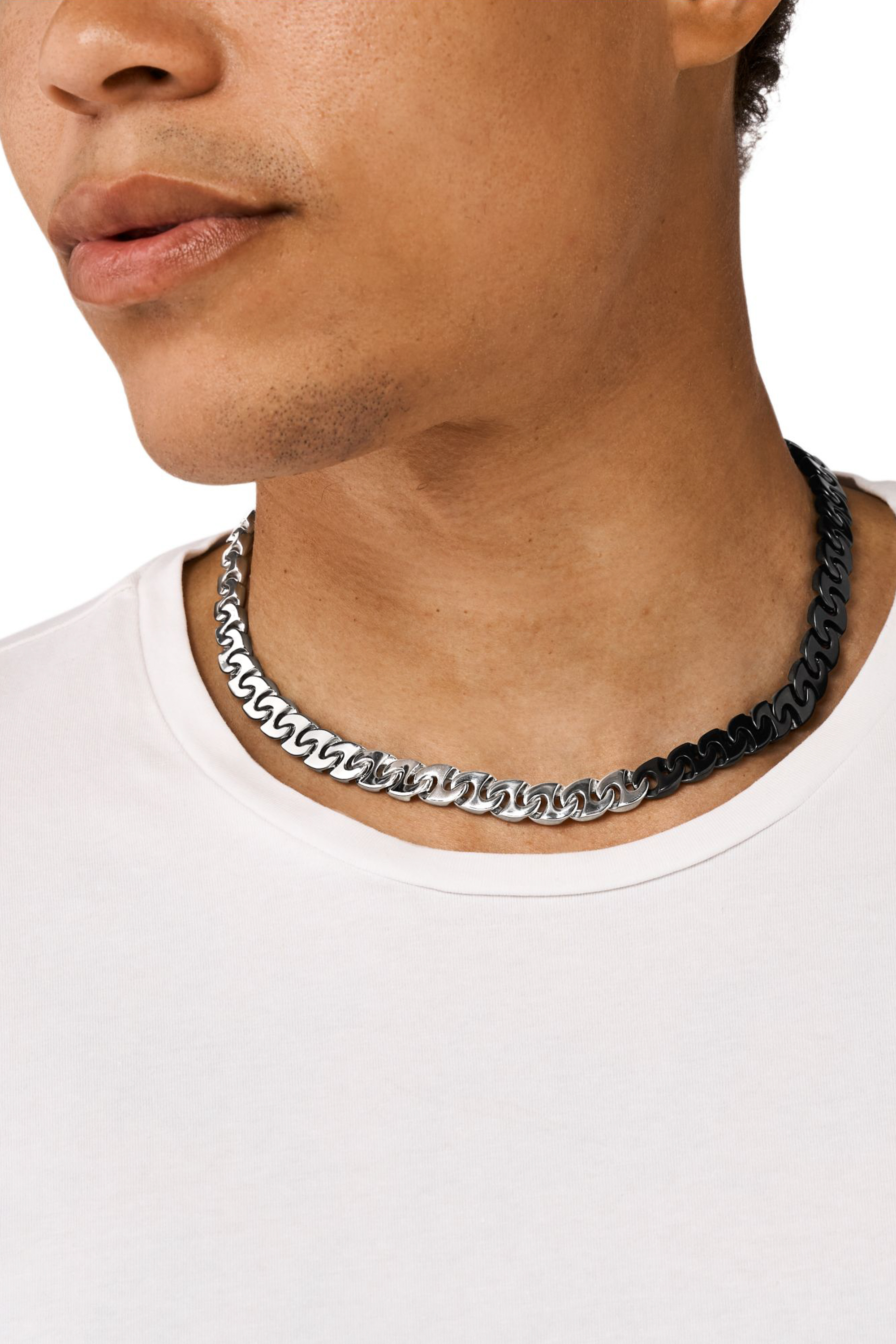 Diesel - DX1530931, Collar de cadena de acero inoxidable en dos tonos Unisex in Plateado - 3