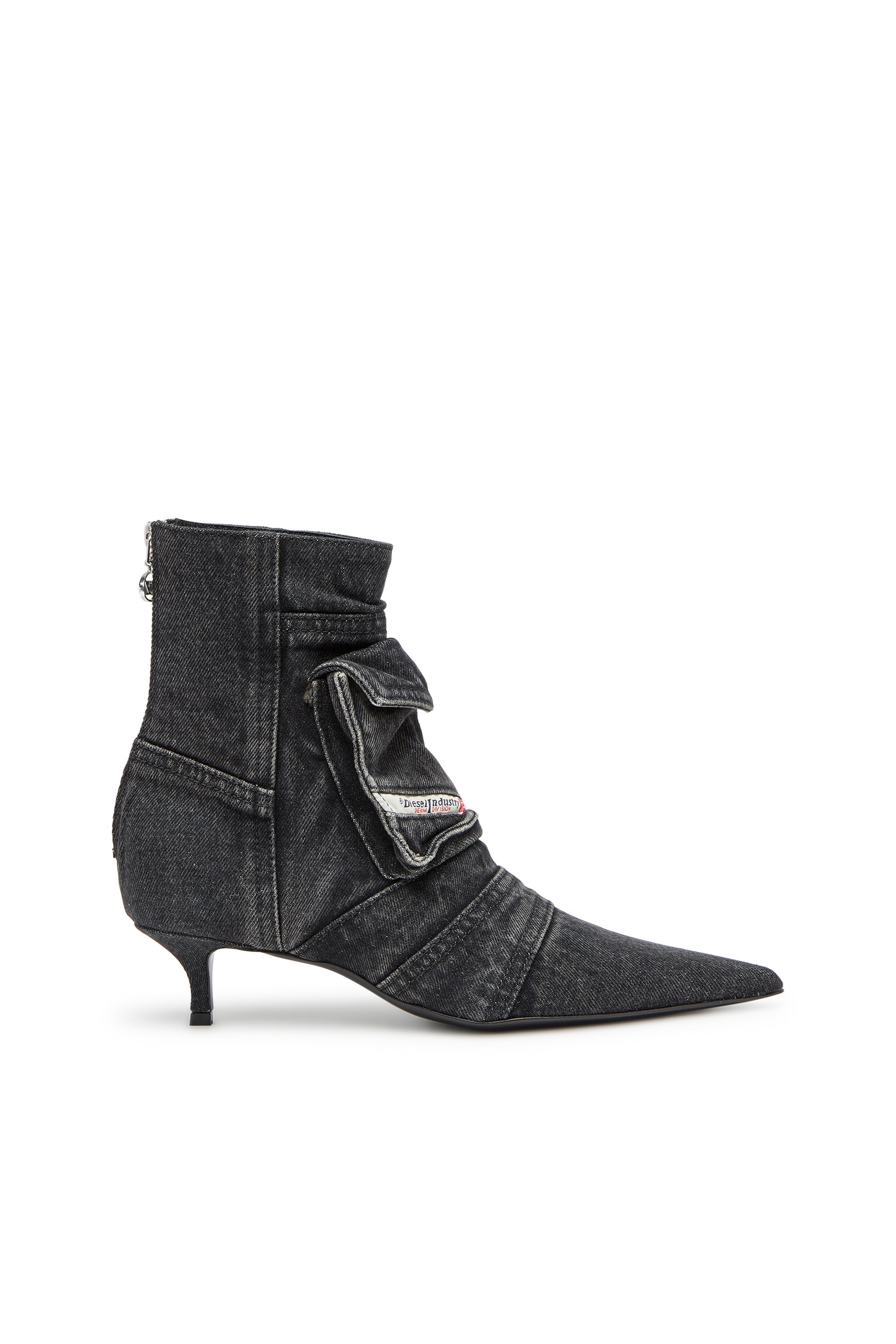 Diesel - D-VENUS POCKET LB, Woman's D-Venus-Cargo ankle boots in washed denim in Black - 1