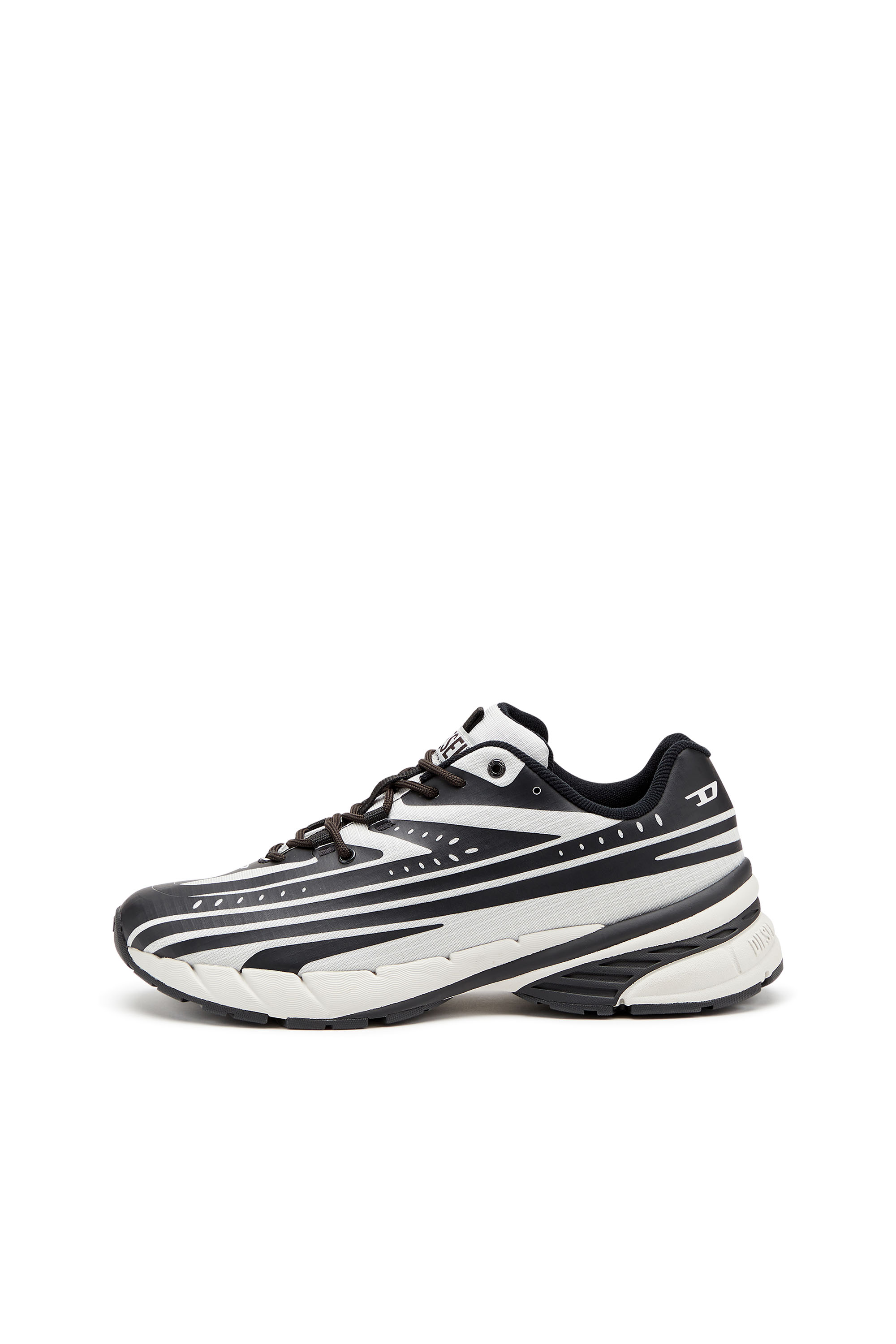 Diesel - D-AIRSPEED LOW, Man's D-Airspeed Low-Striped sneakers in coated ripstop in Black/Grey - 8