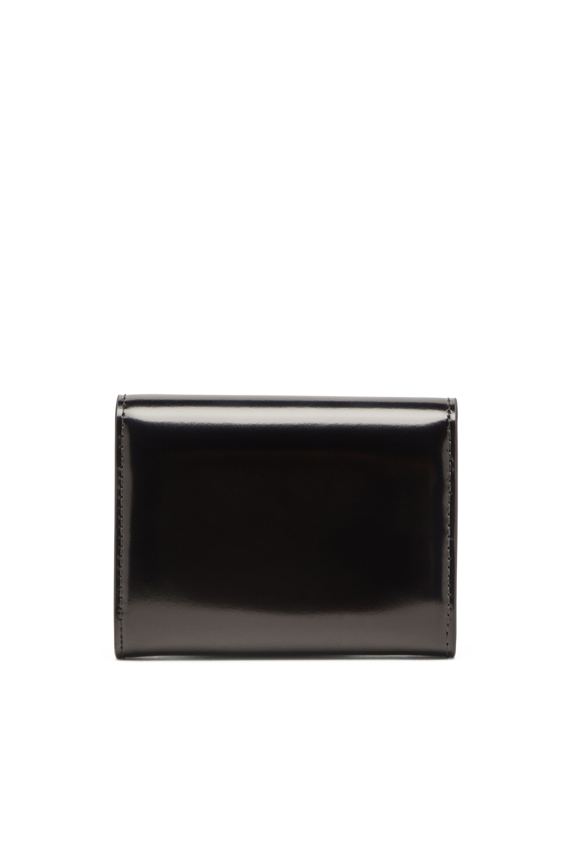 Diesel - 1DR CARD HOLDER BI-FOLD ZIP III, Woman's Bi-fold card holder in mirrored leather in Black - 2