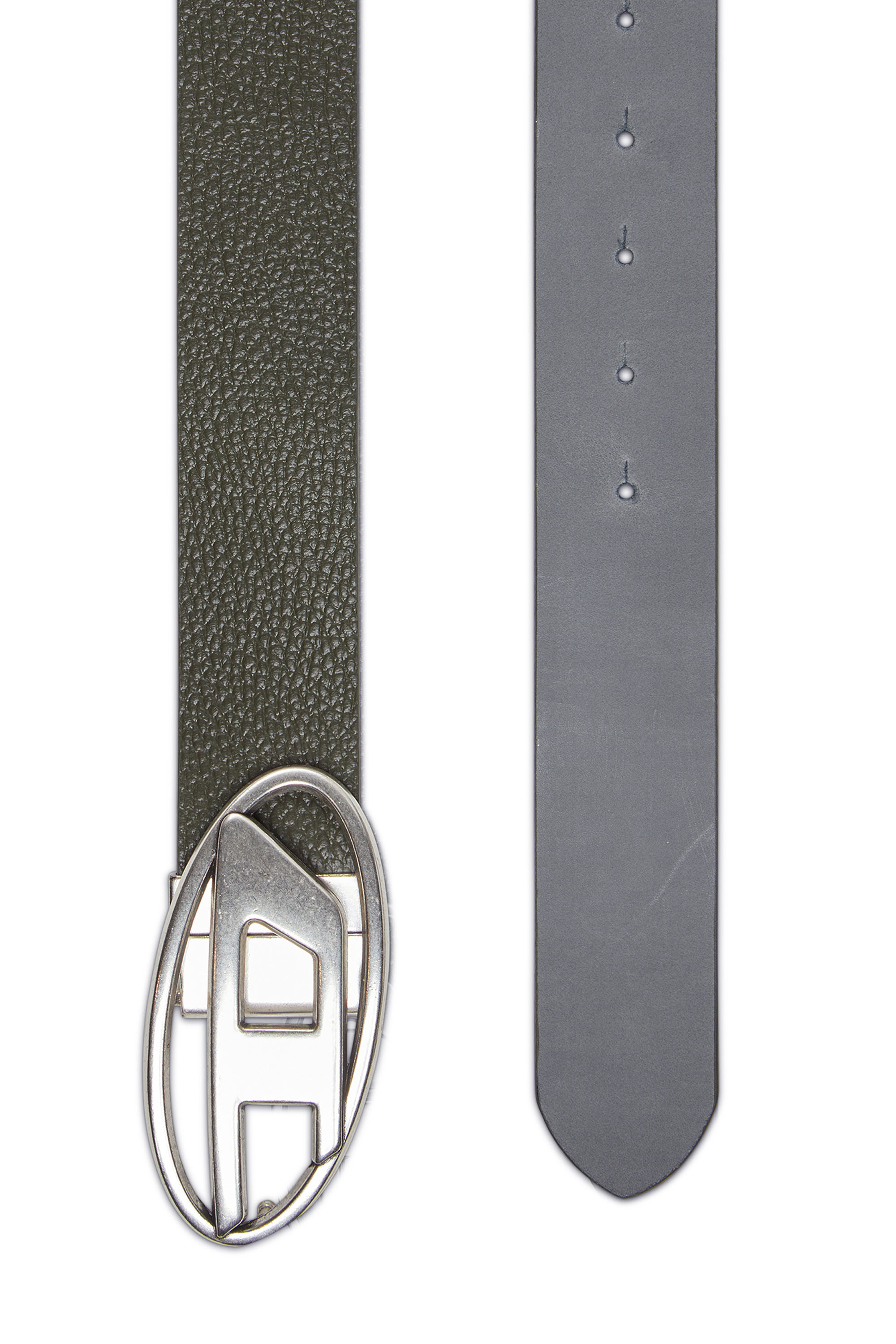 Diesel - B-1DR REV II, Man's Reversible leather belt in Olive Green - 2