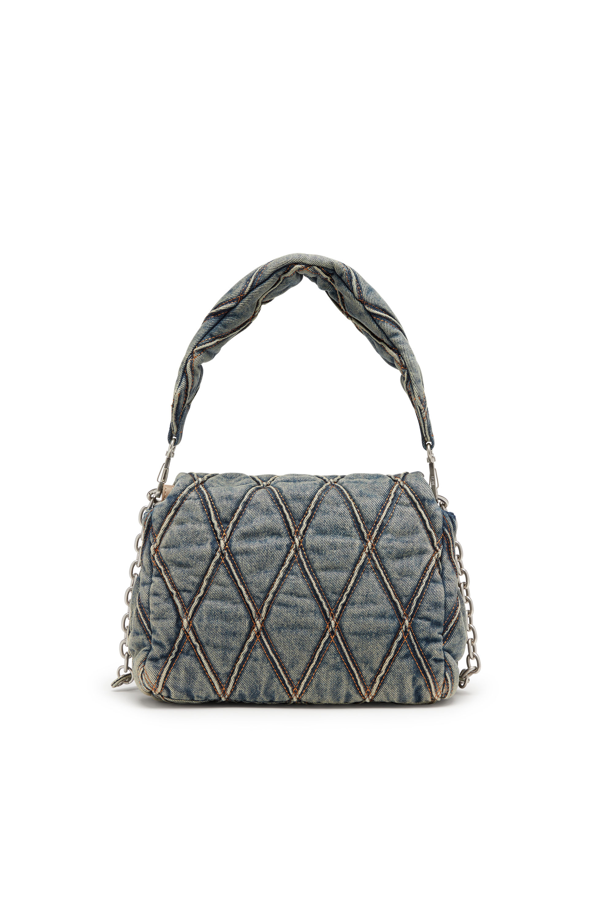 Diesel - CHARM-D SHOULDER M, Woman's Charm-D M-Handbag in quilted denim in Medium blue - 2