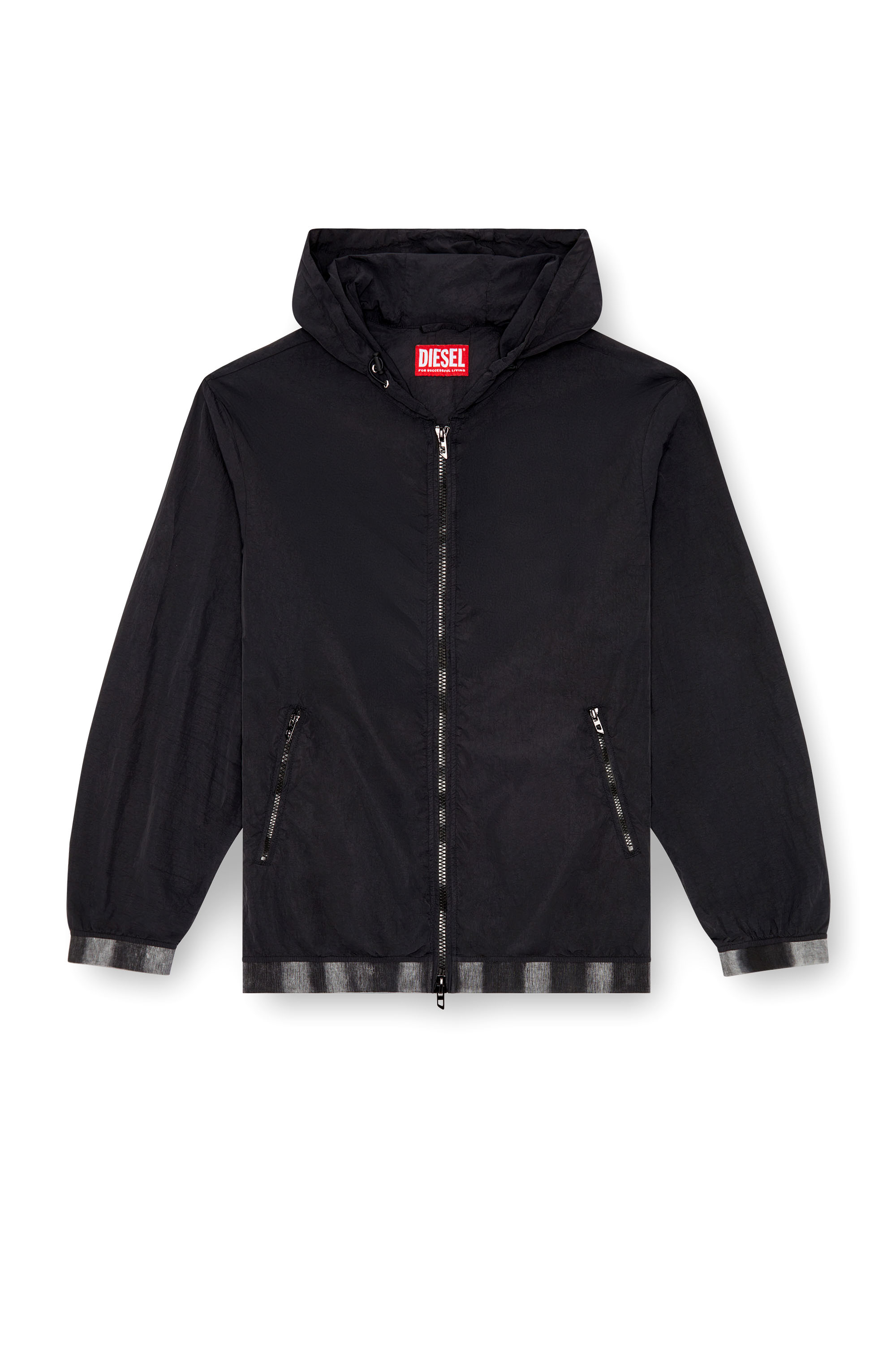 Diesel - J-POST, Man's Windbreaker in recycled shell in Black - 6