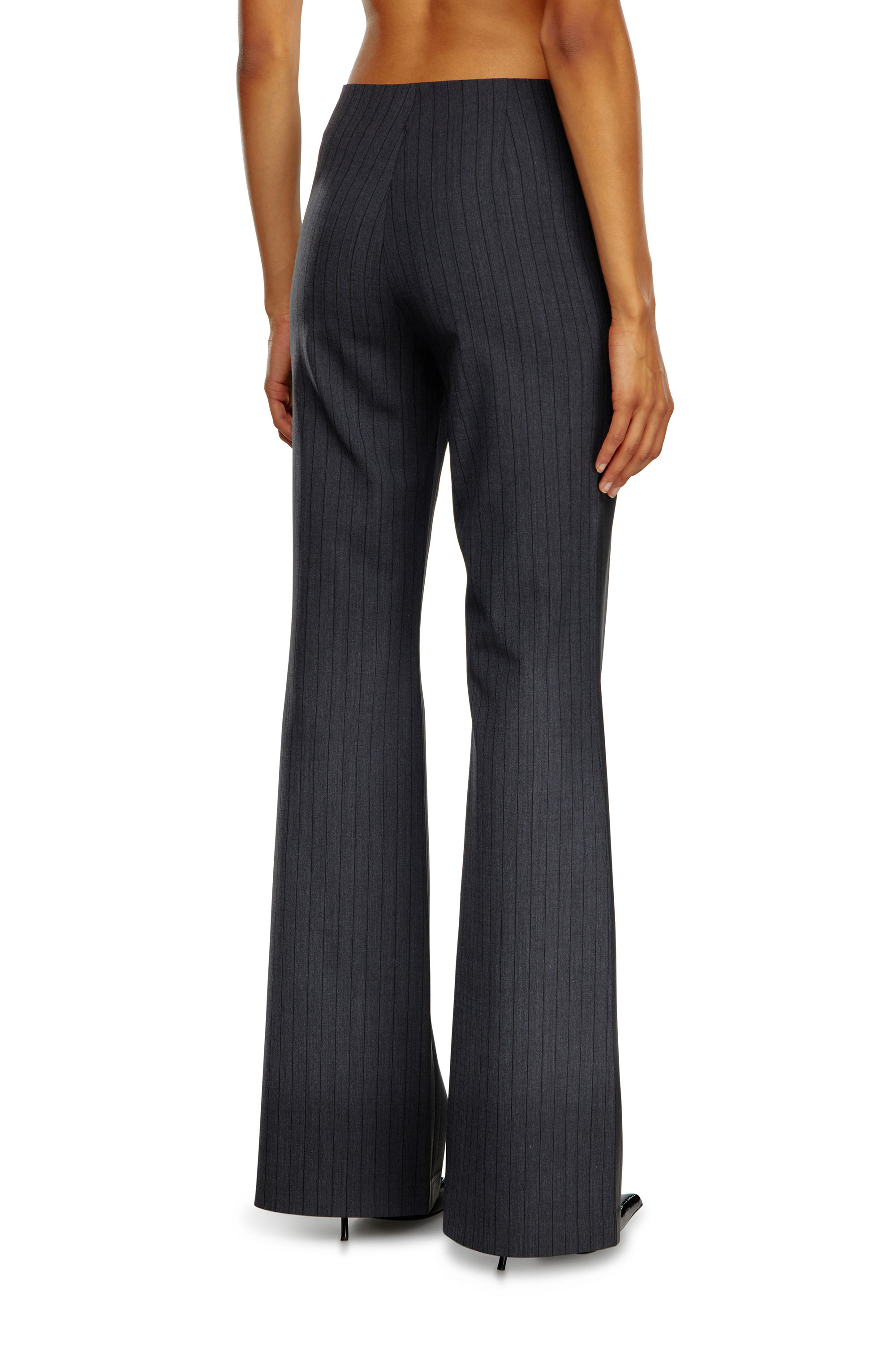 Diesel - P-OLARIS, Woman's Pinstripe pants with coated front in Black - 3