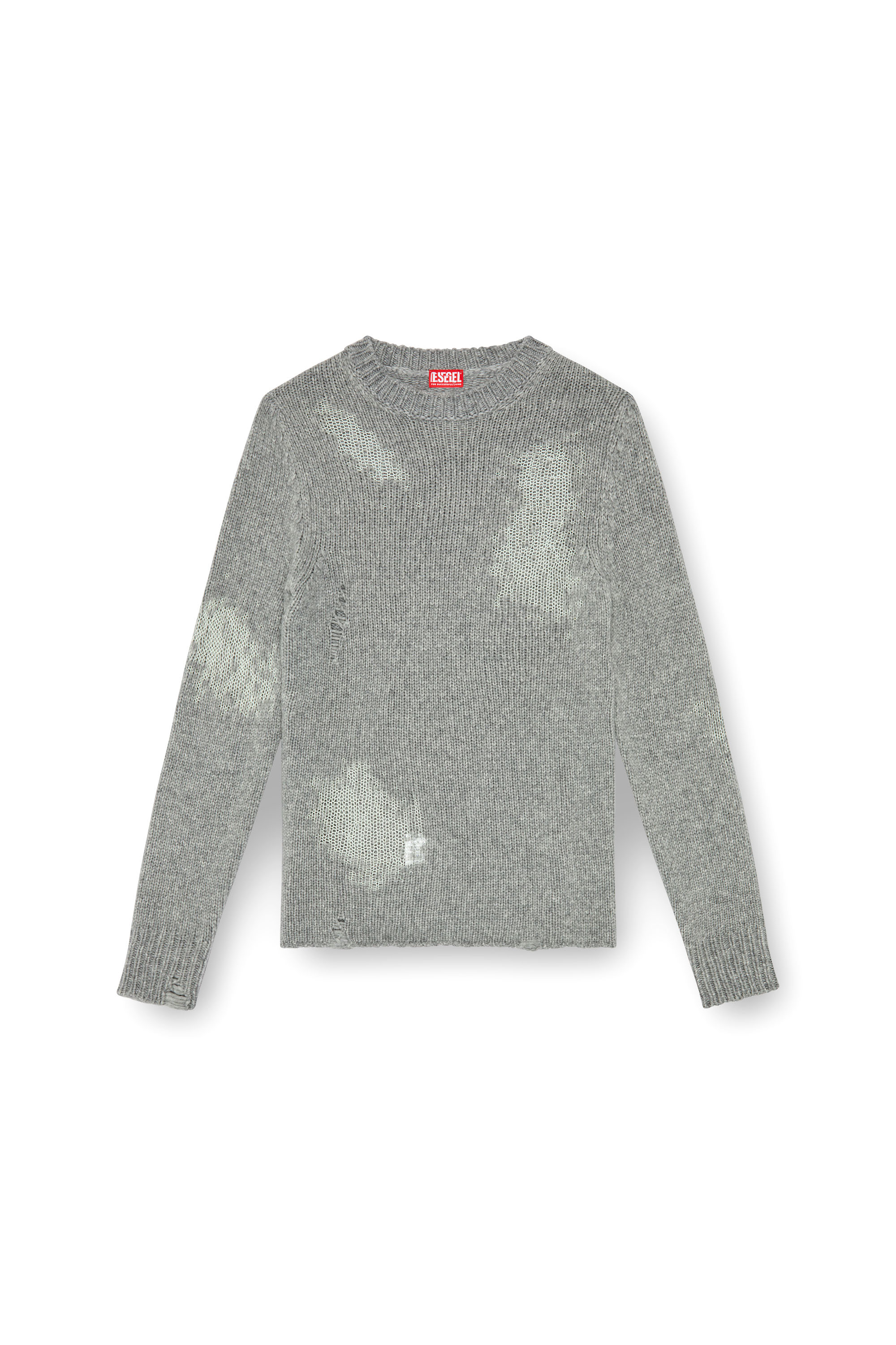 Diesel - K-NORMAN, Jersey desgastado en mezcla de lana Hombre in Gris - 5