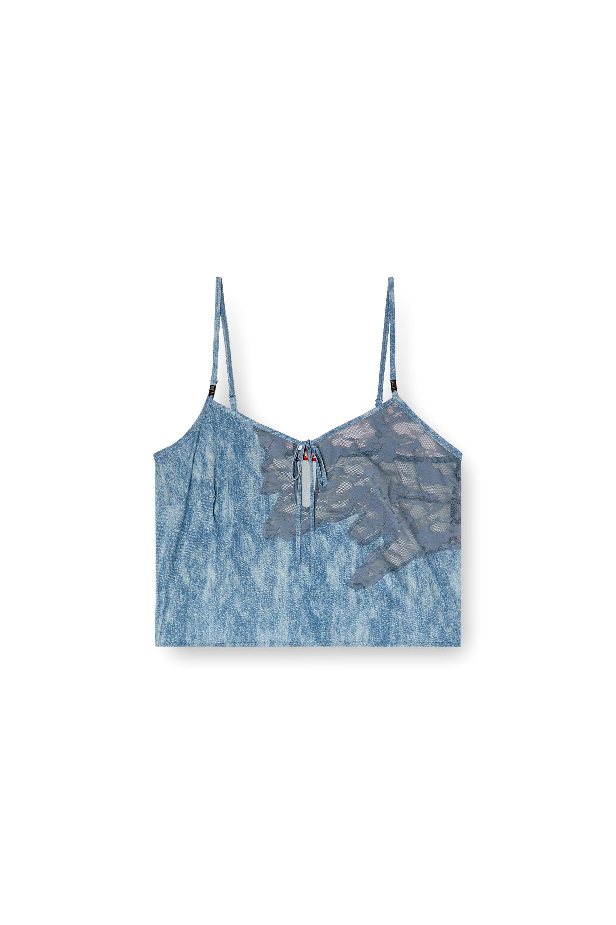 Diesel - C-LACE-SLEEP-CAMI, Woman's Sleep cami in microfibre and camo lace in Light Blue - 3