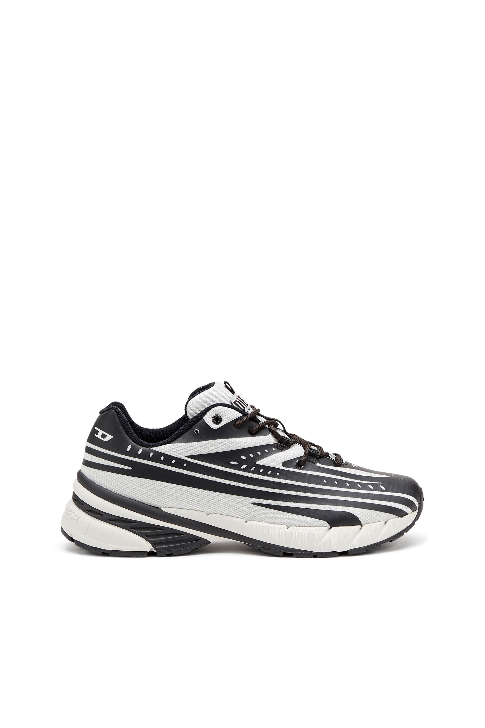 Diesel - D-AIRSPEED LOW, Man's D-Airspeed Low-Striped sneakers in coated ripstop in Black/Grey - 1