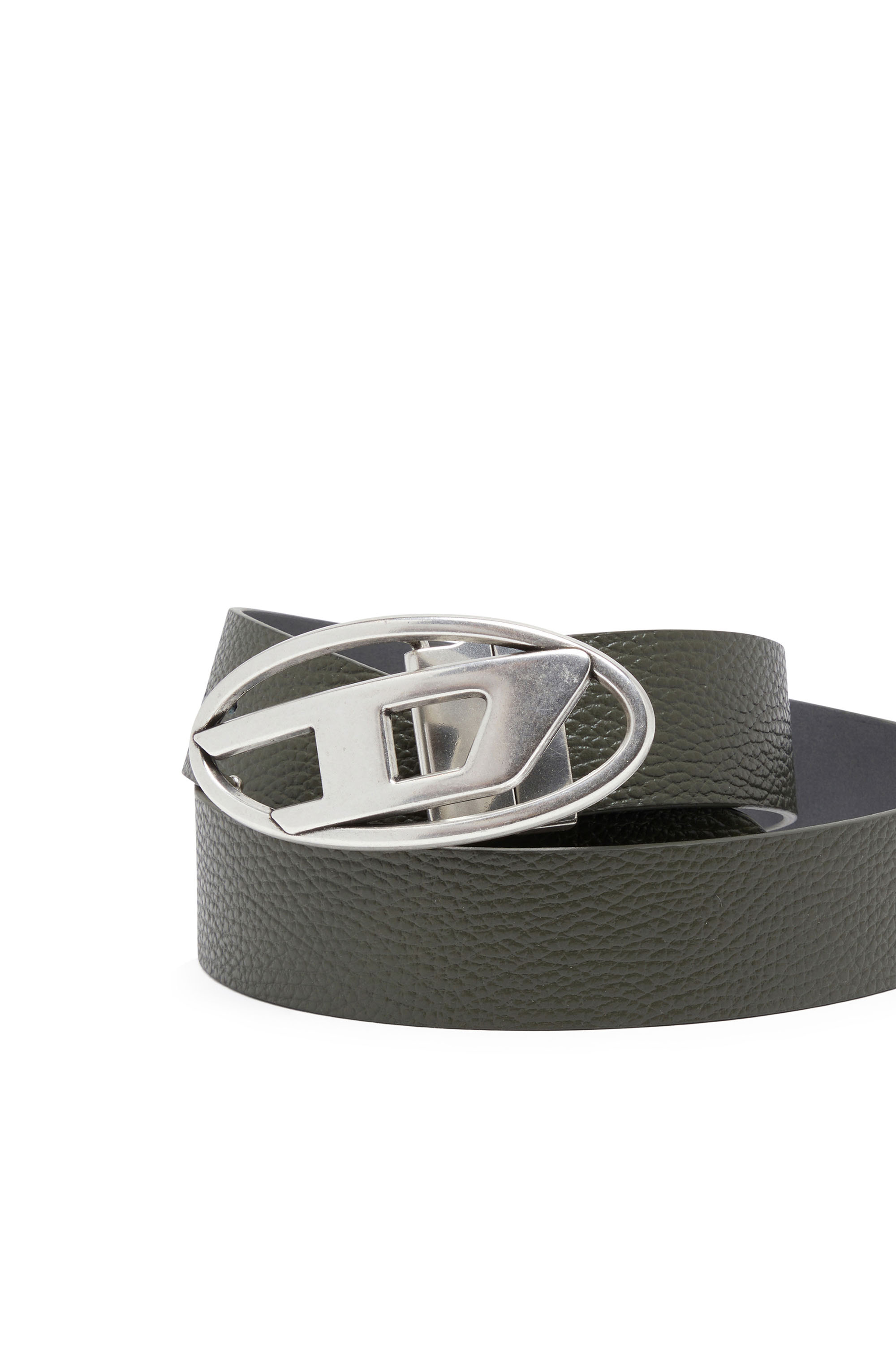 Diesel - B-1DR REV II, Man's Reversible leather belt in Olive Green - 3