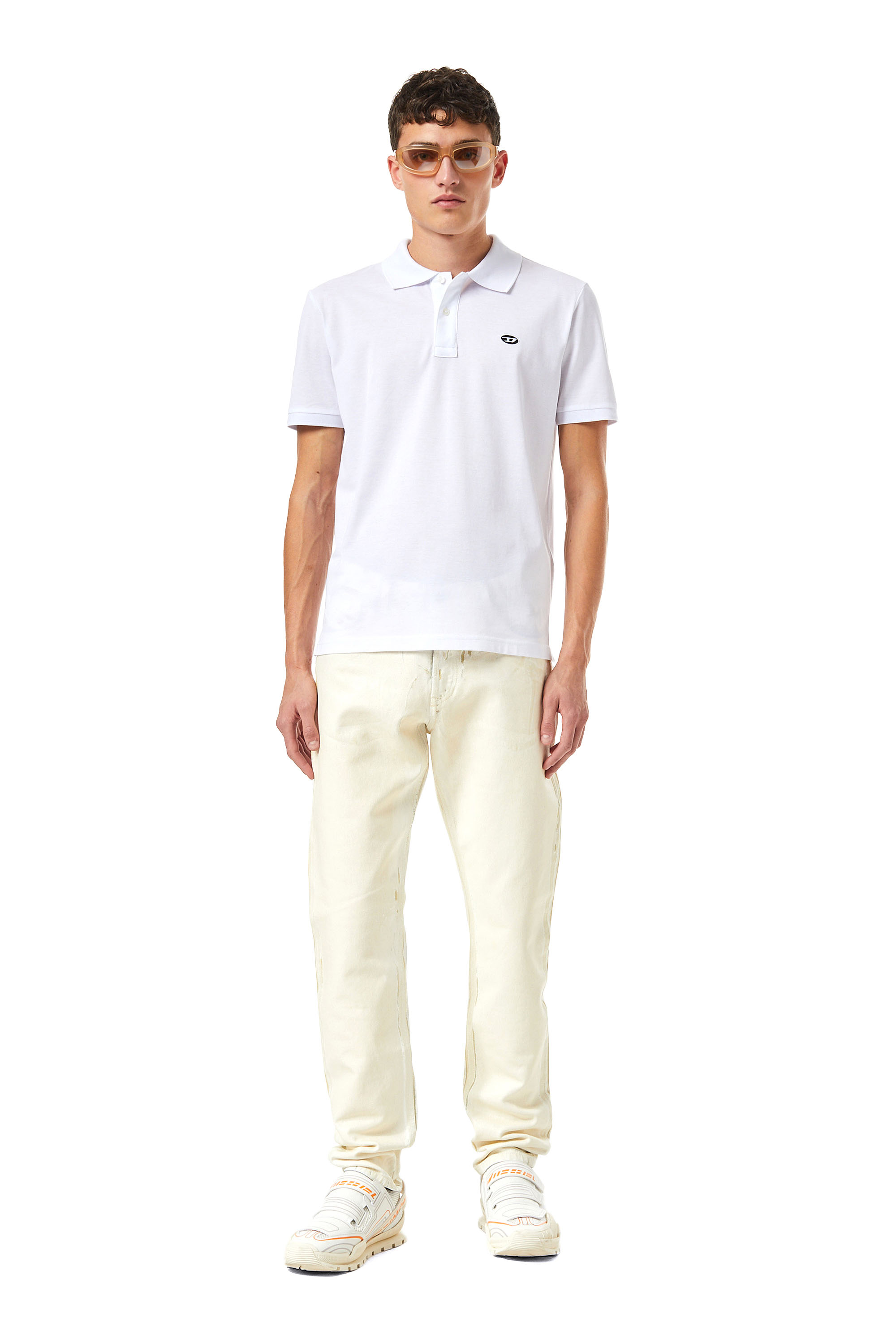 Diesel - T-SMITH-DOVAL-PJ, Man's Polo shirt with oval D patch in White - 4