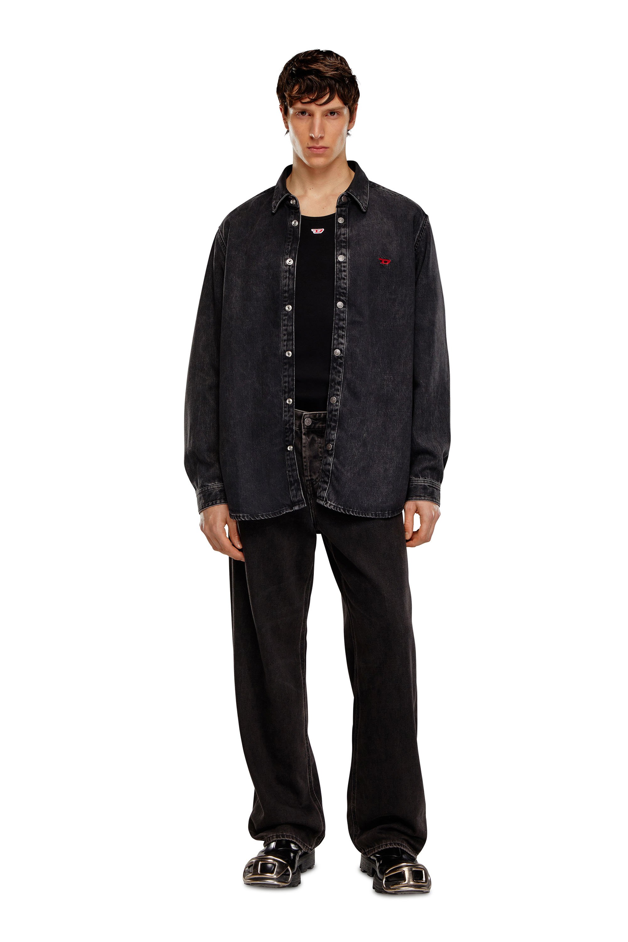 Diesel - D-SIMPLY, Man's Shirt in Tencel denim in Black - 4