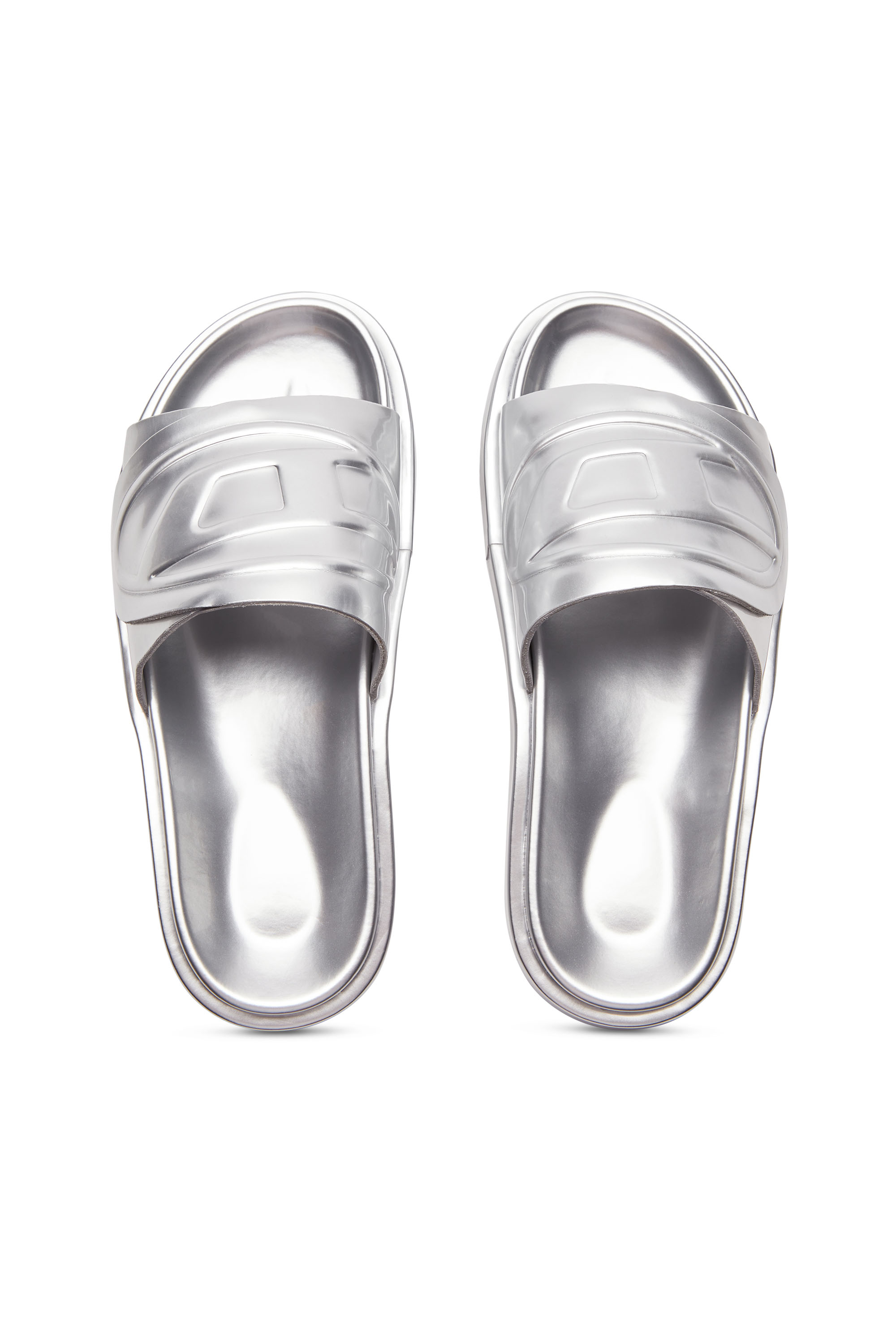 Diesel - SA-SLIDE D OVAL W, Sa-Slide D-Chanclas metálicas con correa Oval D Mujer in Plateado - 5