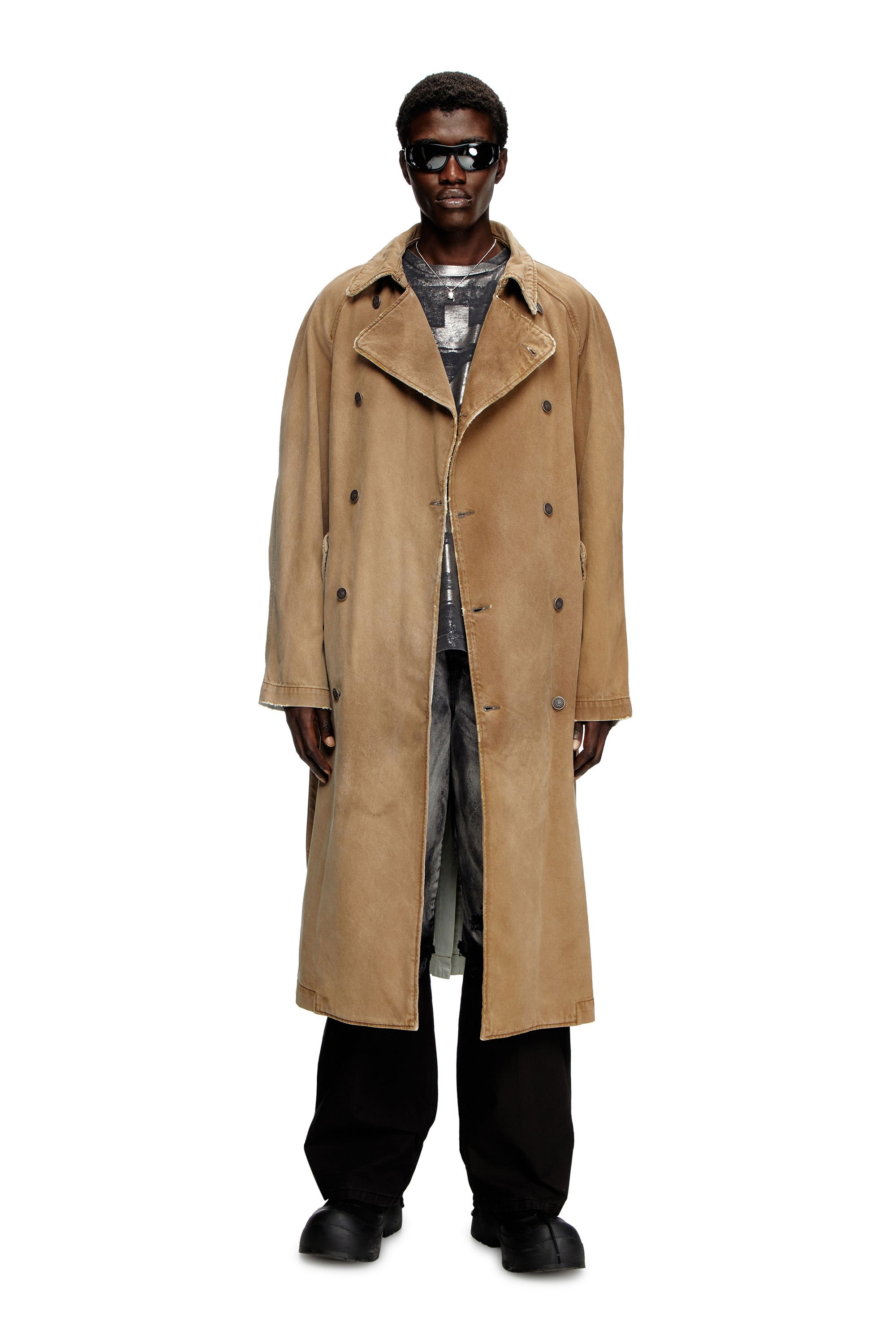 Diesel - D-DELIRIOUS-D, Unisex's Trench coat in overdirt denim in Light Brown - 1