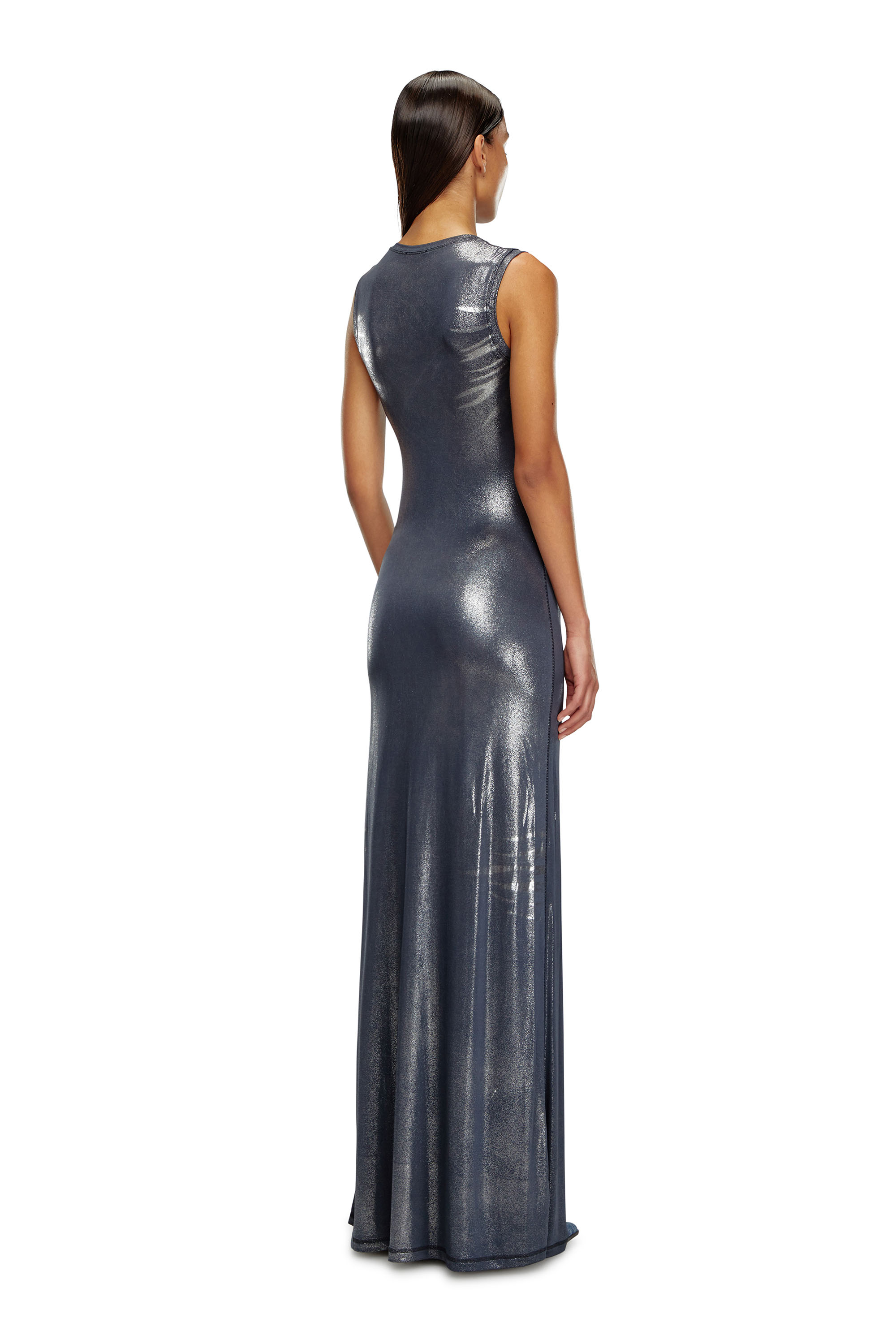 Diesel - D-VETY, Woman's Long metallic dress with zip details in Blue - 2