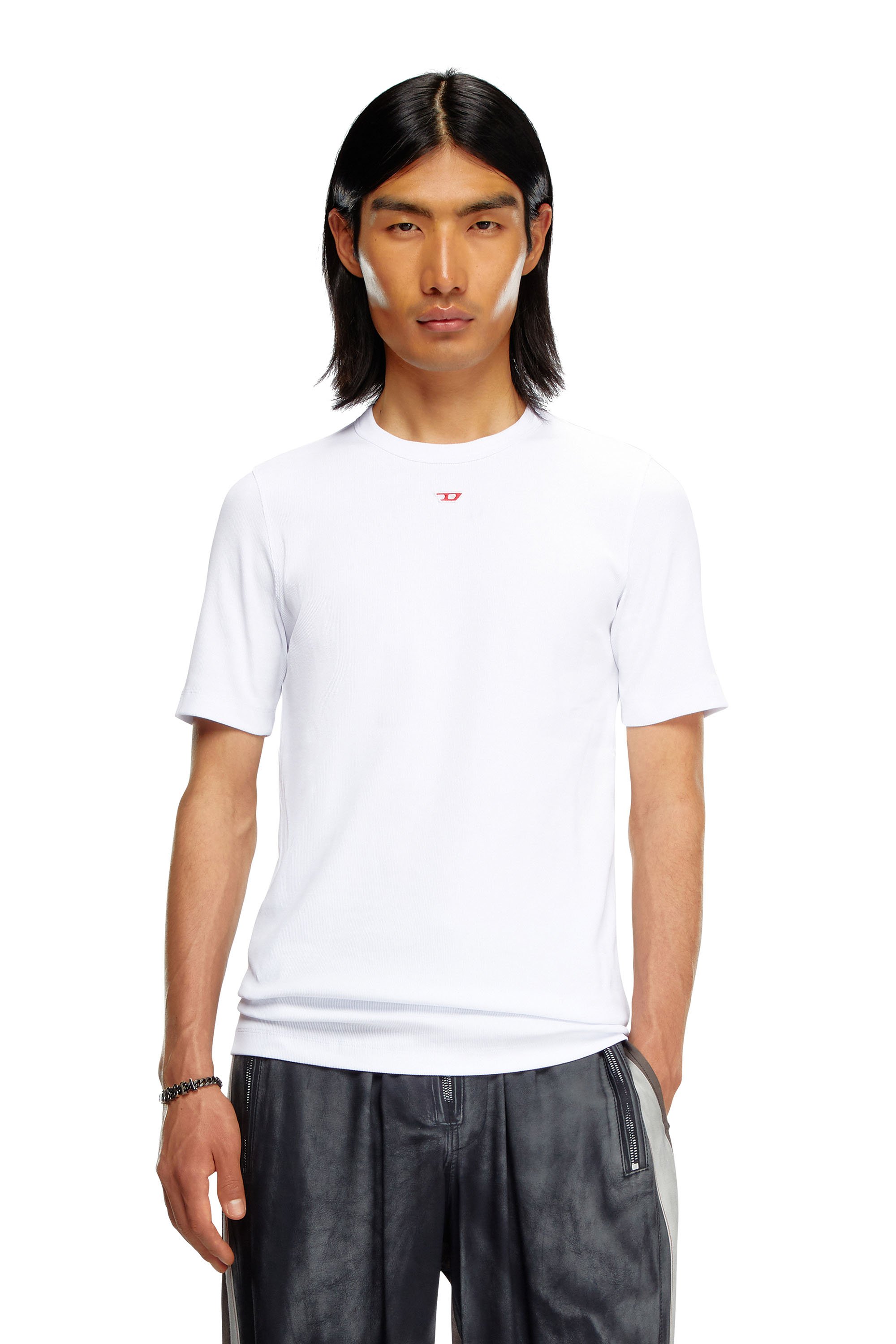 Diesel - D-RIBBER-N, Man's T-shirt with D patch in White - 1