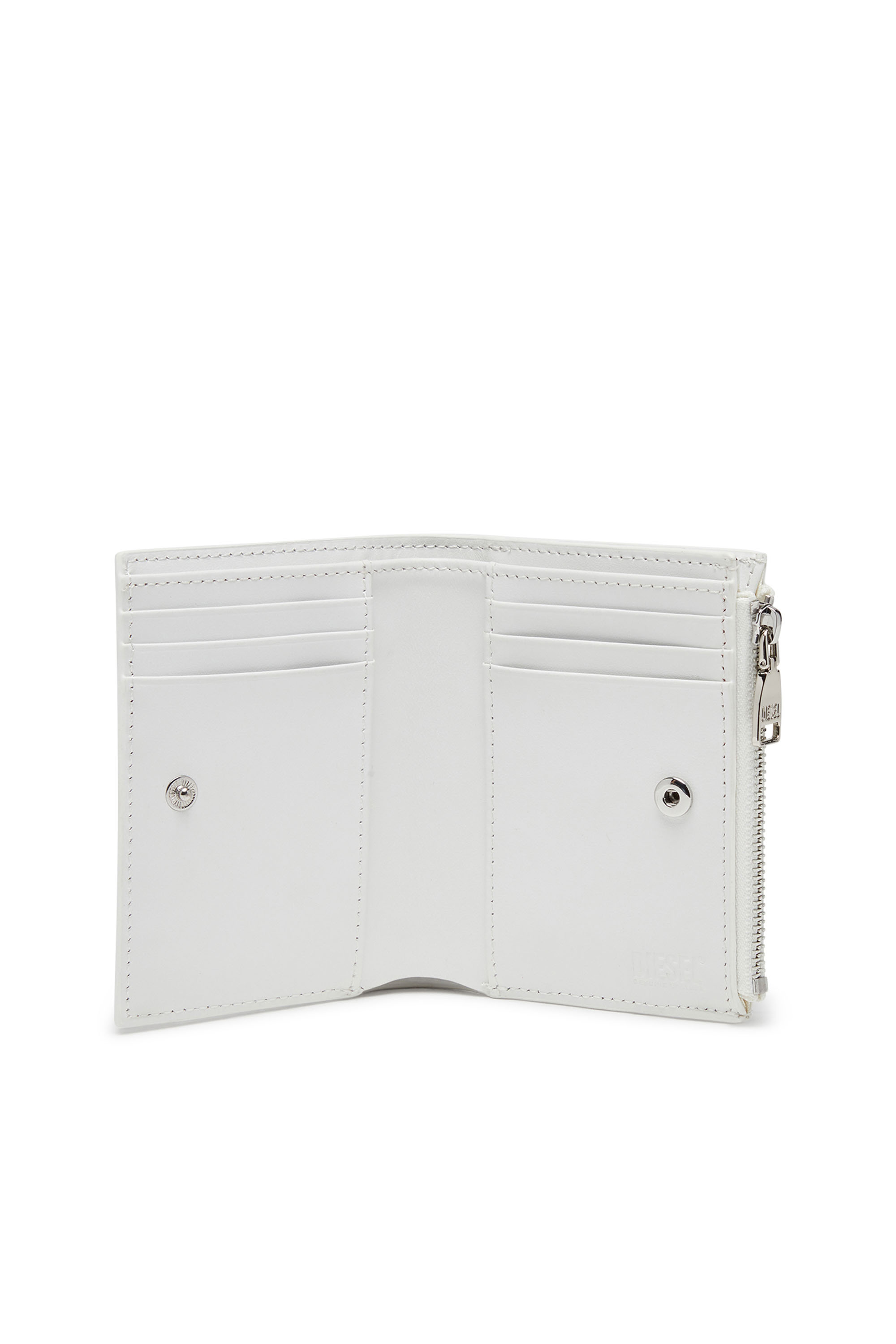 Diesel - PLAY BI-FOLD ZIP II, Cartera pequeña de cuero brillante Mujer in Blanco - 3