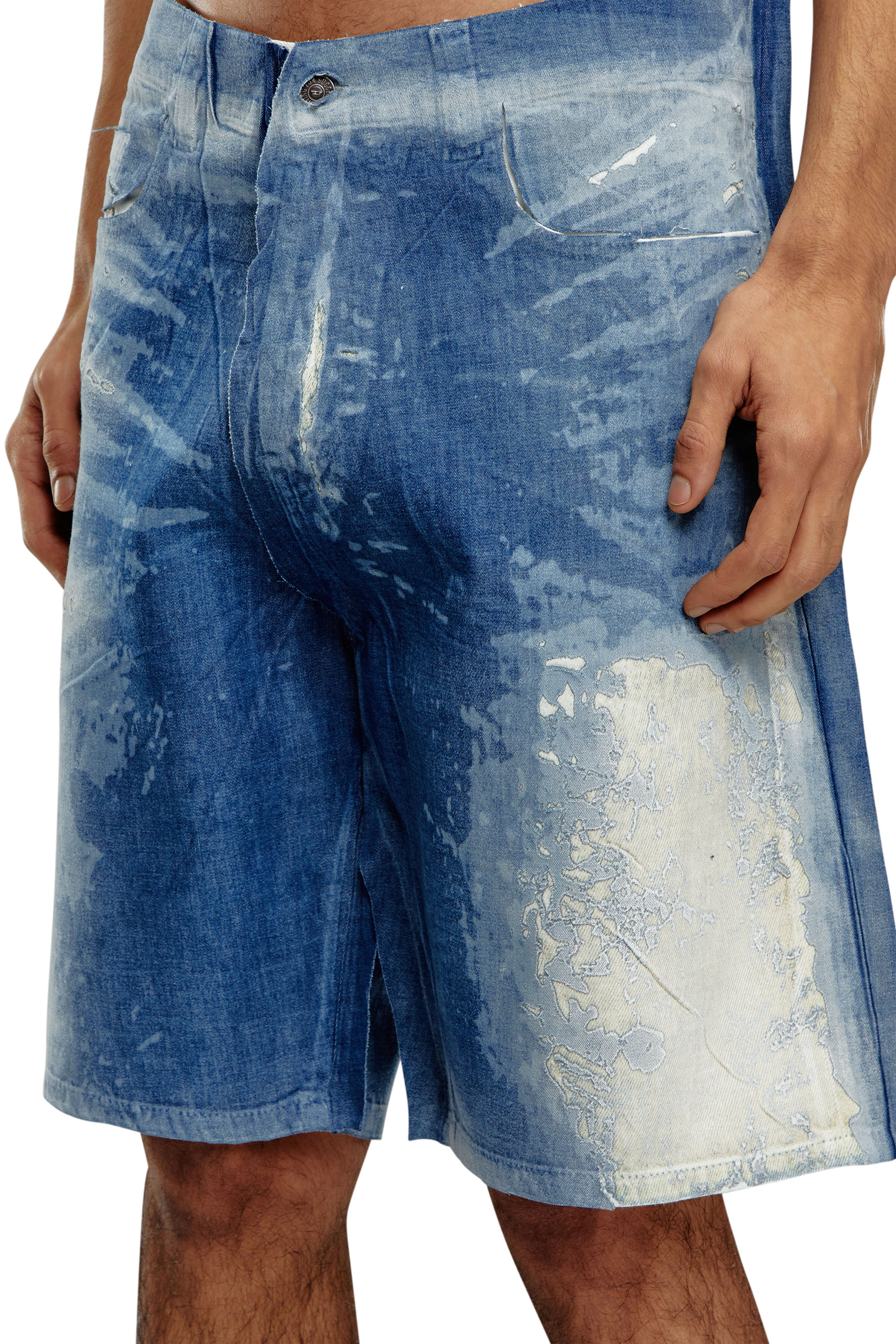 Diesel - D-SHORTY-FSE, Man's Shorts in peel-off denim in Medium blue - 3