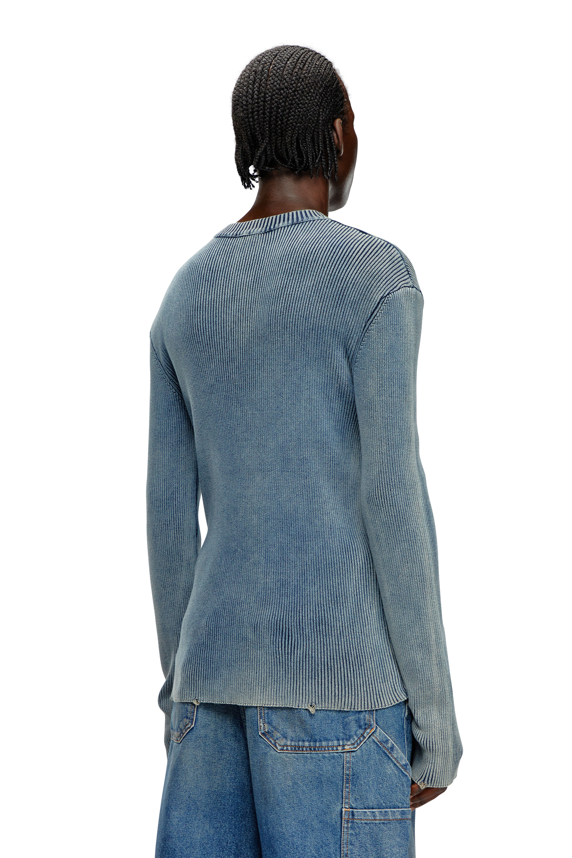 Diesel - K-DARIN-A, Man's Cut-out jumper with Oval D in Blue - 2