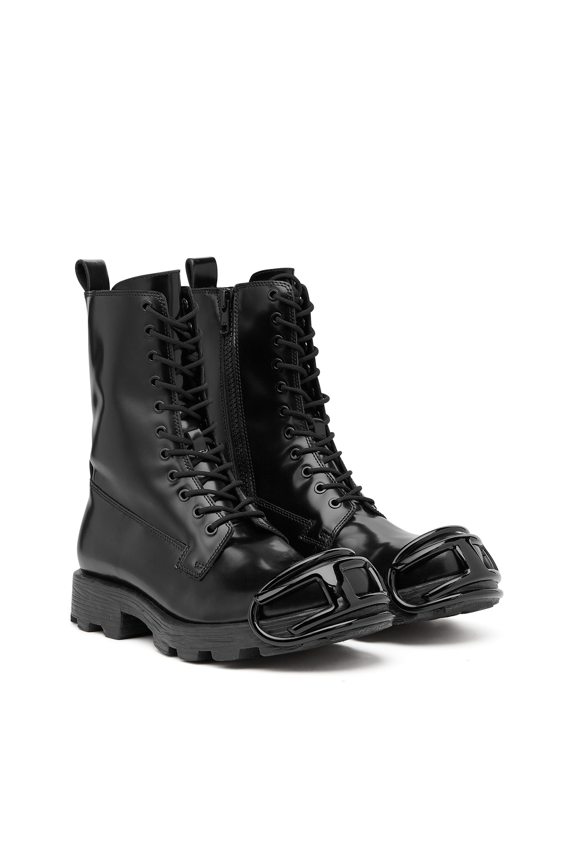 Diesel - D-HAMMER BT D, Man's D-Hammer-Leather boots with oval D toe guard in Black - 2