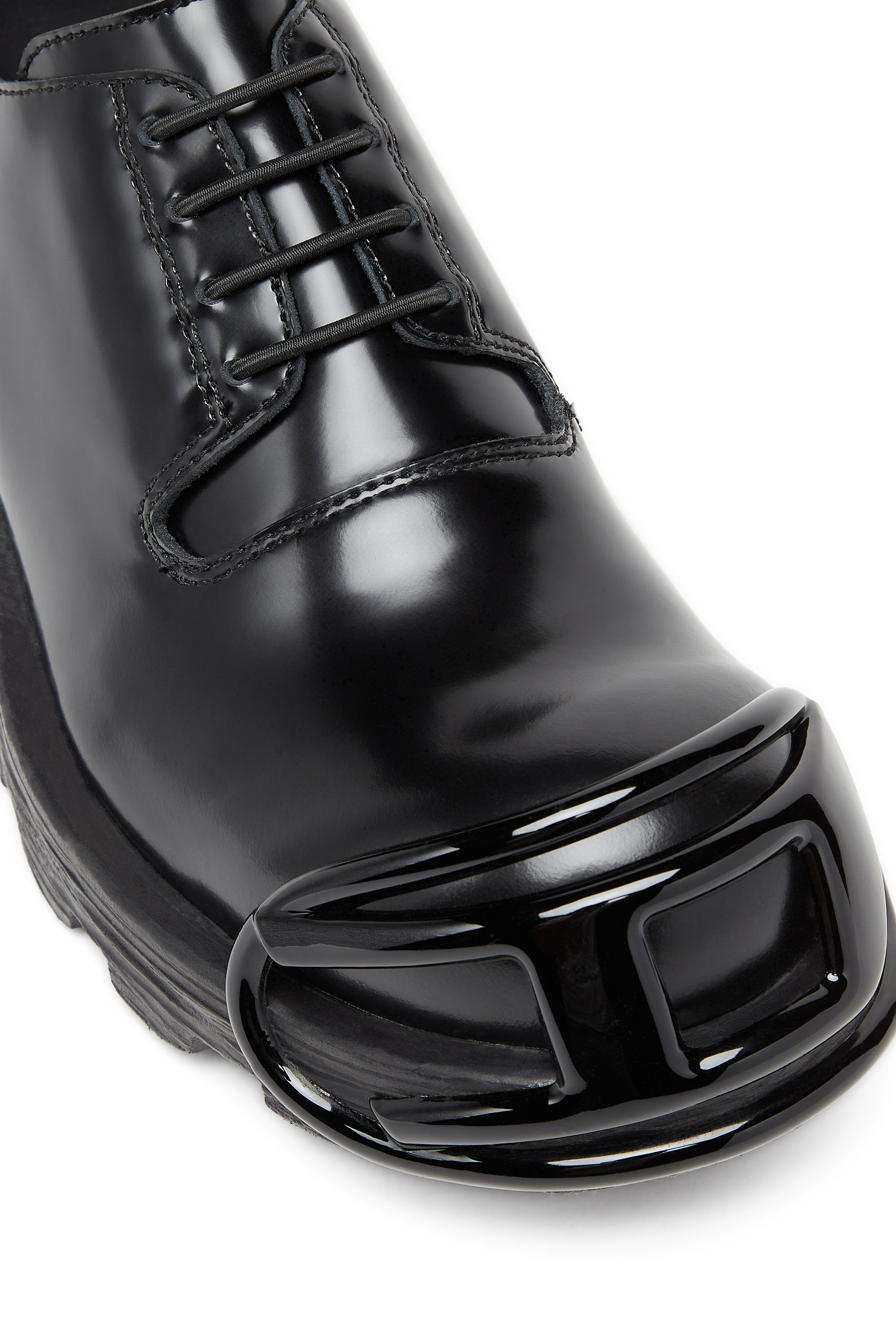 Diesel - D-HAMMER SO D, Man's D-Hammer-Leather lace-up shoes with oval D toe cap in Black - 5