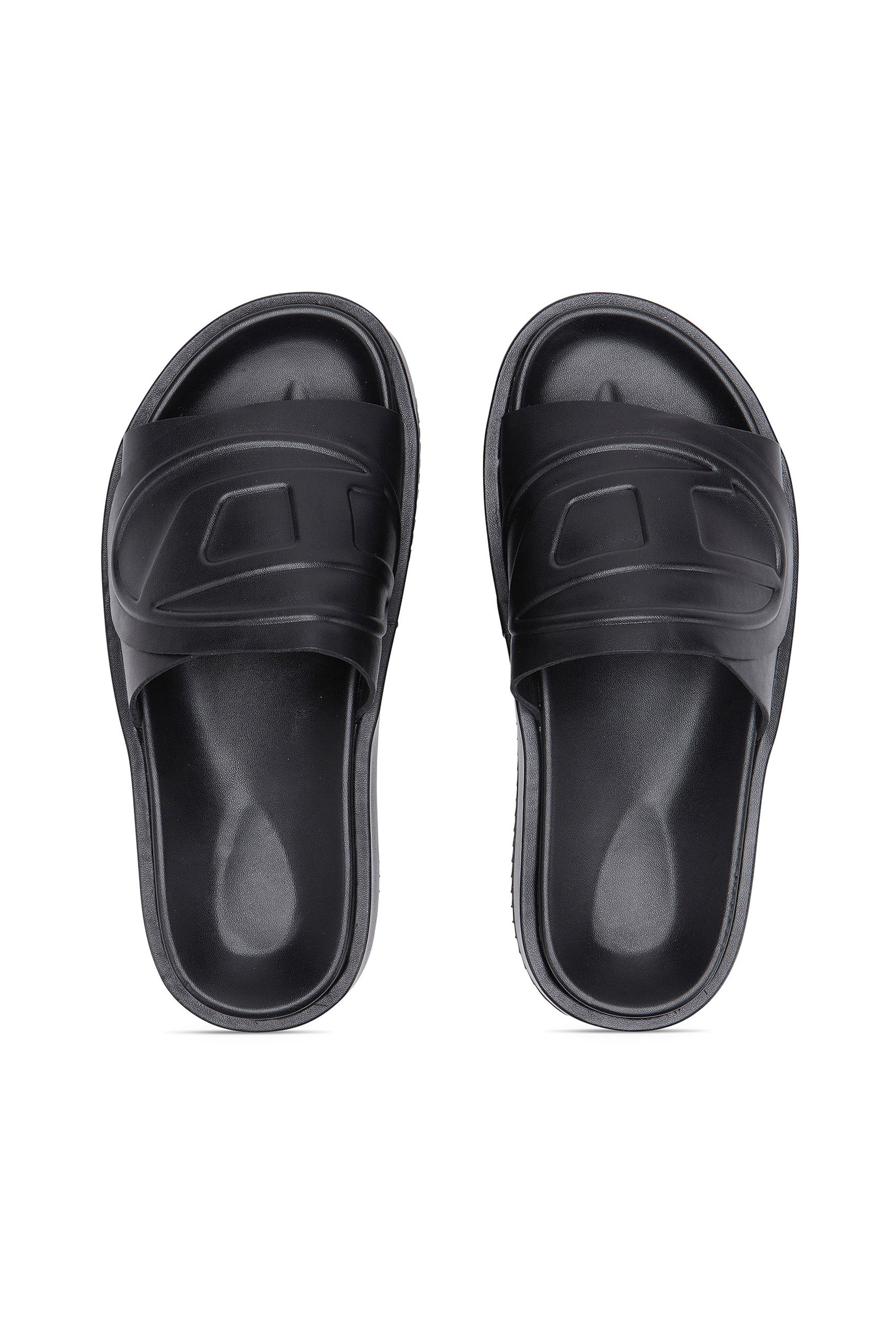 Diesel - SA-SLIDE D OVAL, Unisex's Sa-Slide D-PU slides with embossed Oval D in Black - 5