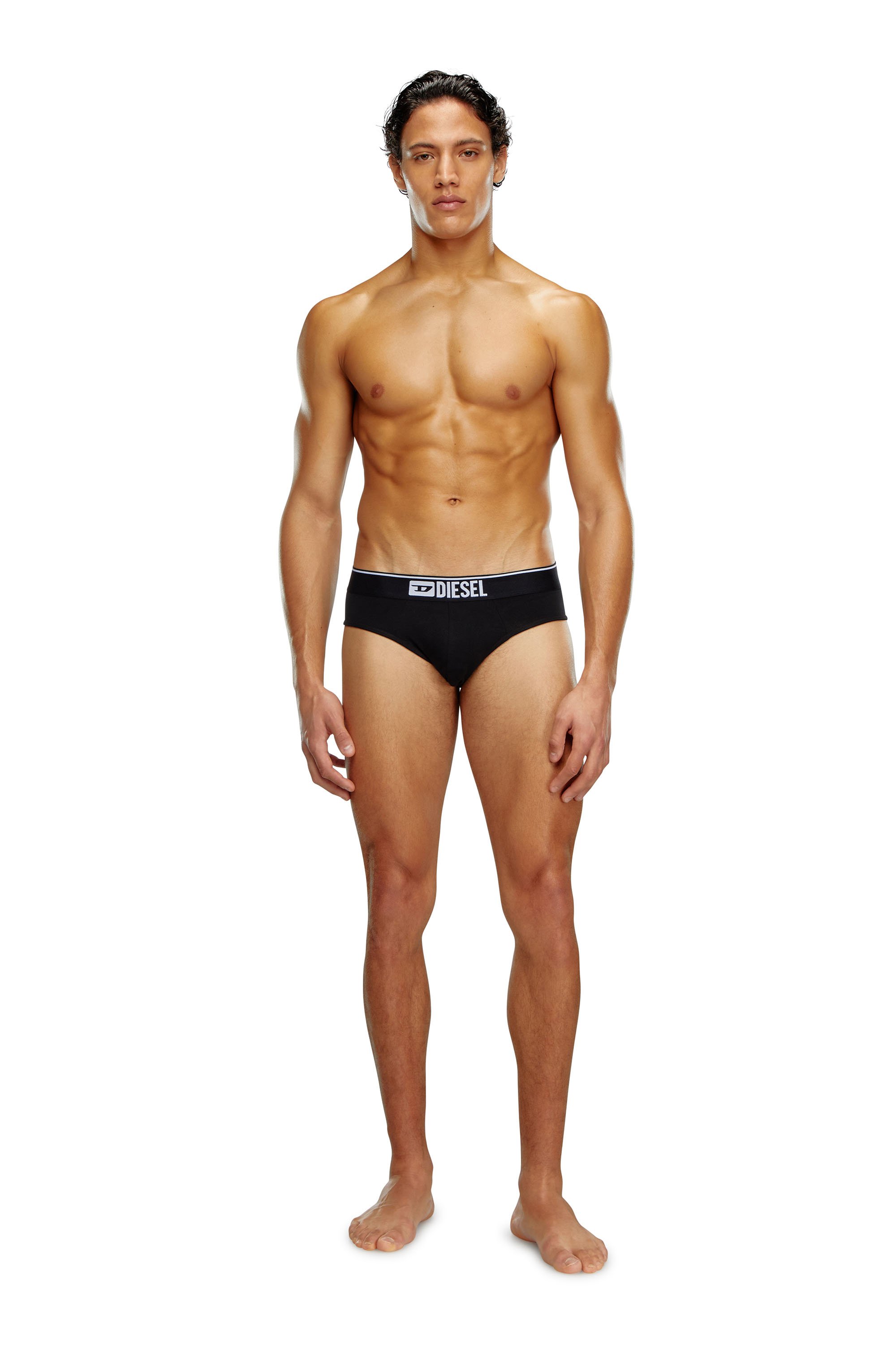 Diesel - UMBR-ANDRETHREEPACK, Man's Three-pack of plain logo briefs in Black - 4