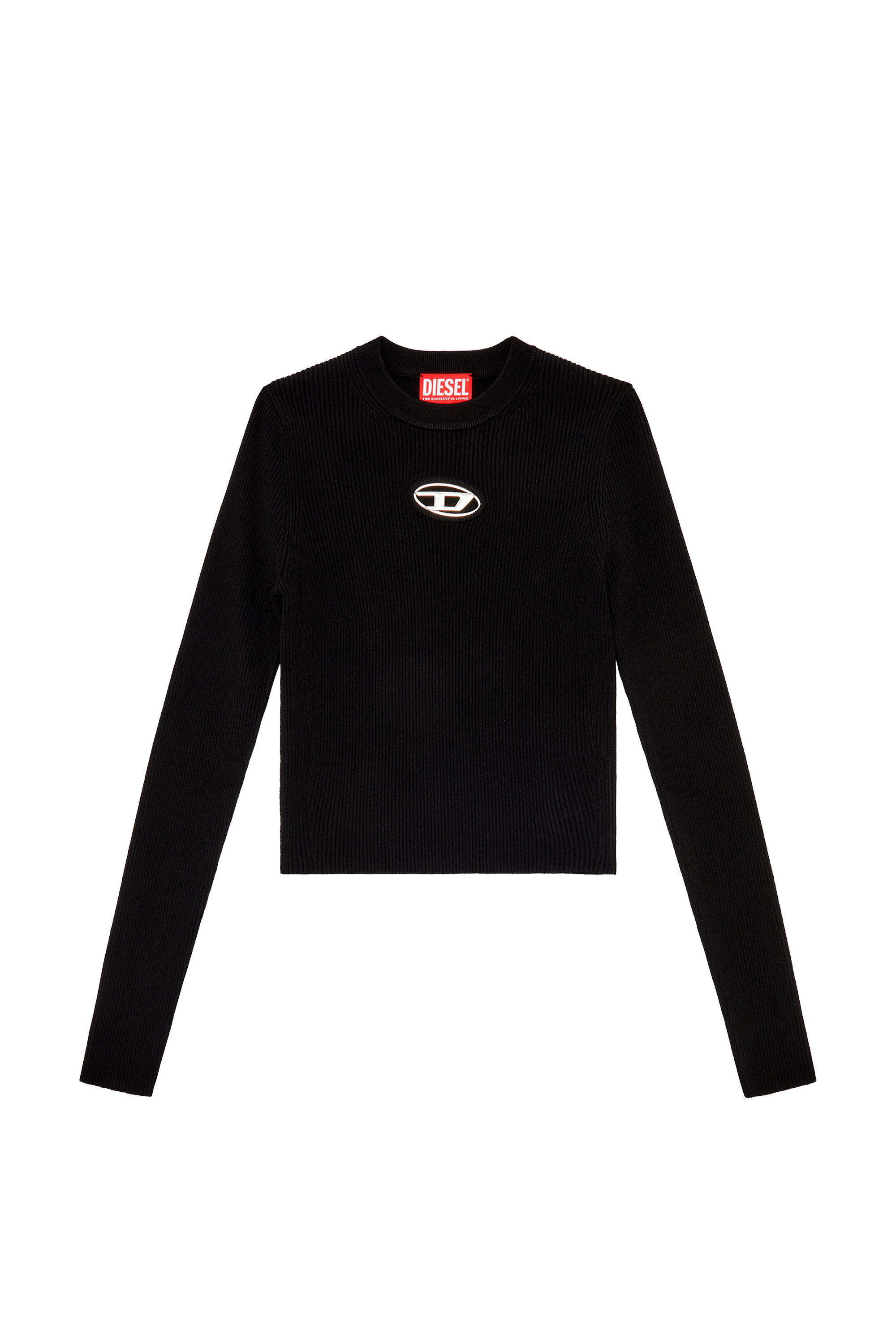 Diesel - M-VALARY, Woman's Ribbed-knit long-sleeve top in Black - 3