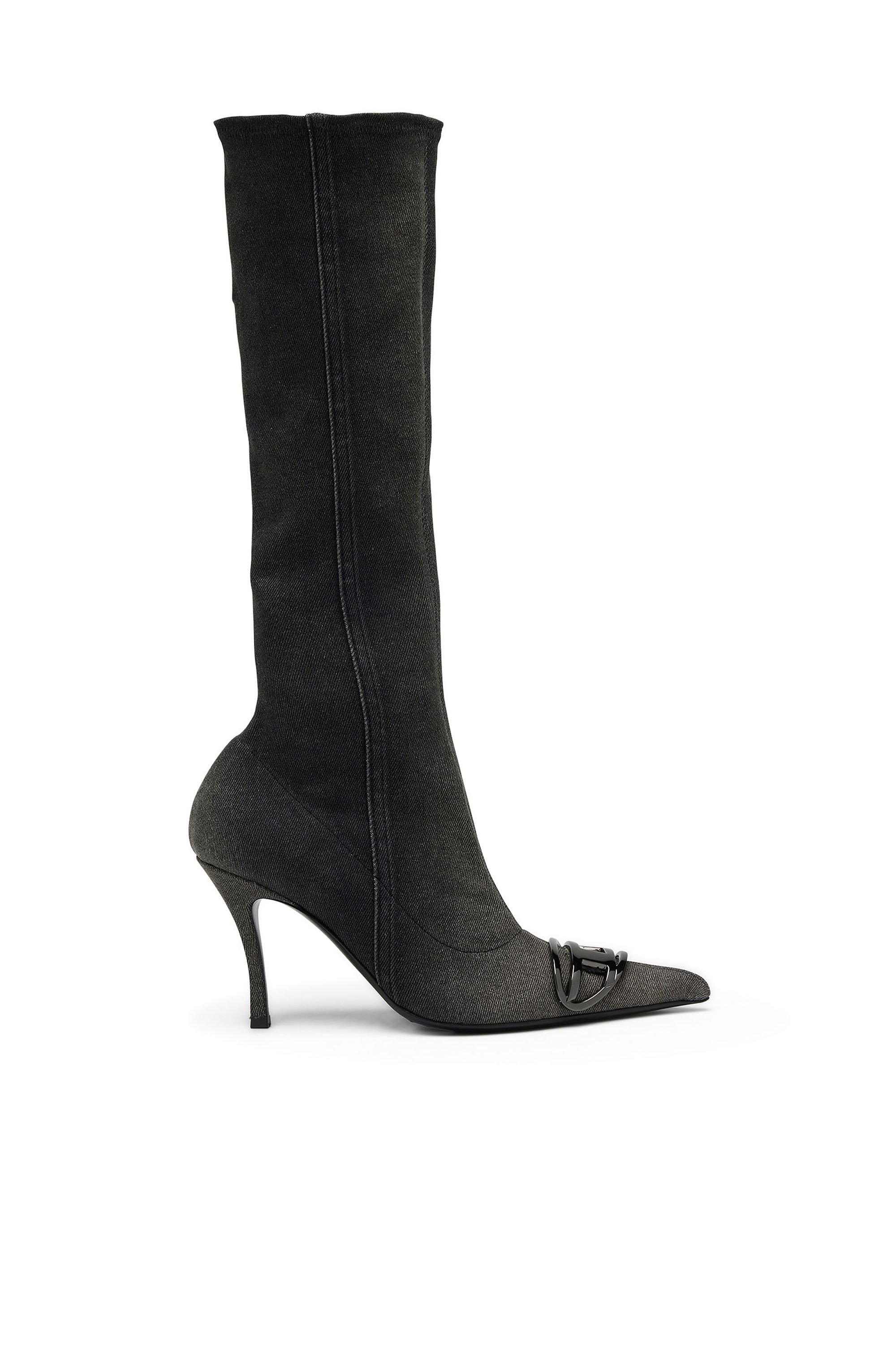 Diesel - D-VENUS KB D, Woman's D-Venus-Knee-high boots in stretch denim in Black - 1