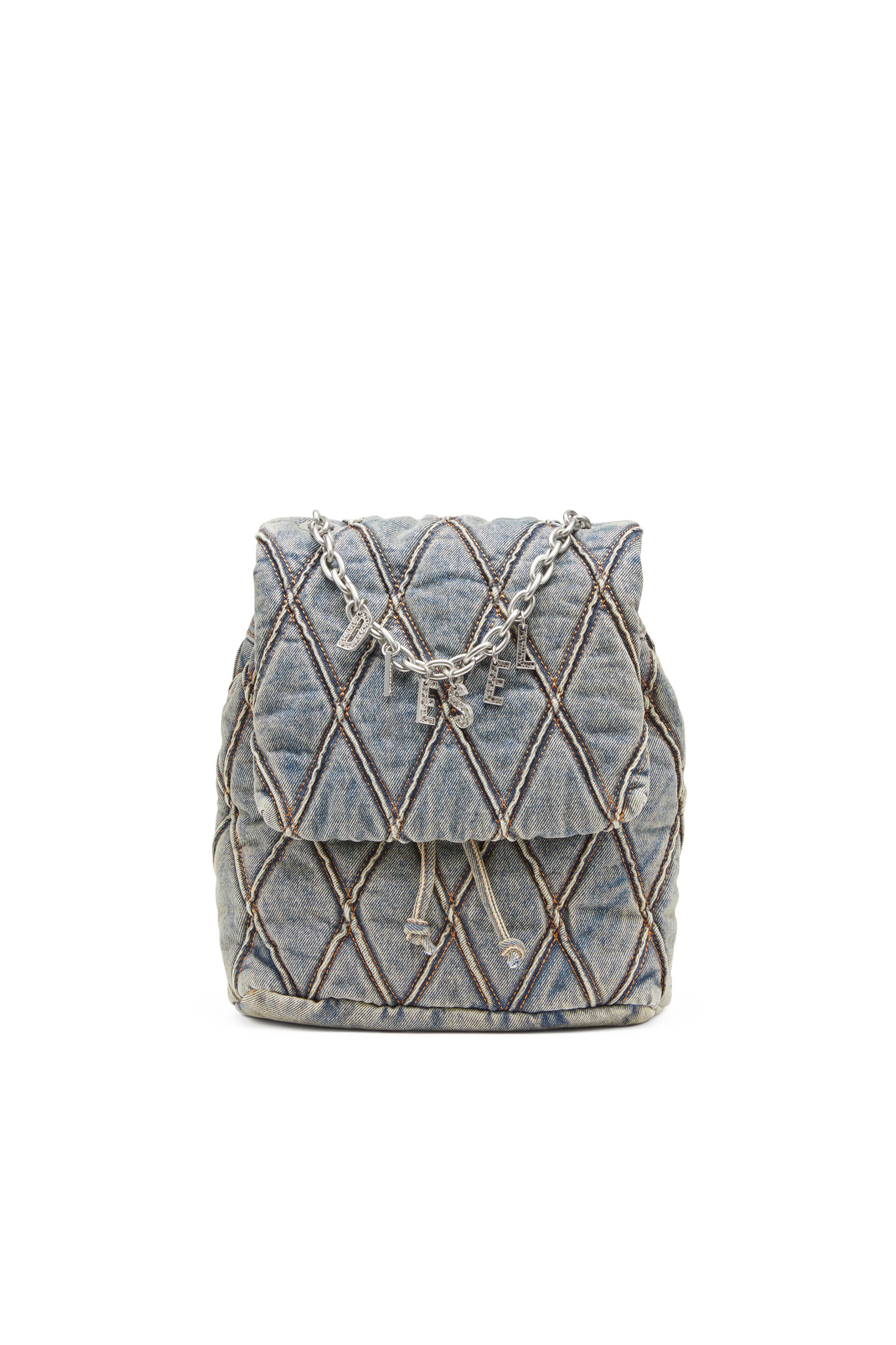 Diesel - CHARM-D BACKPACK S, Woman's Charm-D S-Backpack in Argyle quilted denim in Blue - 1