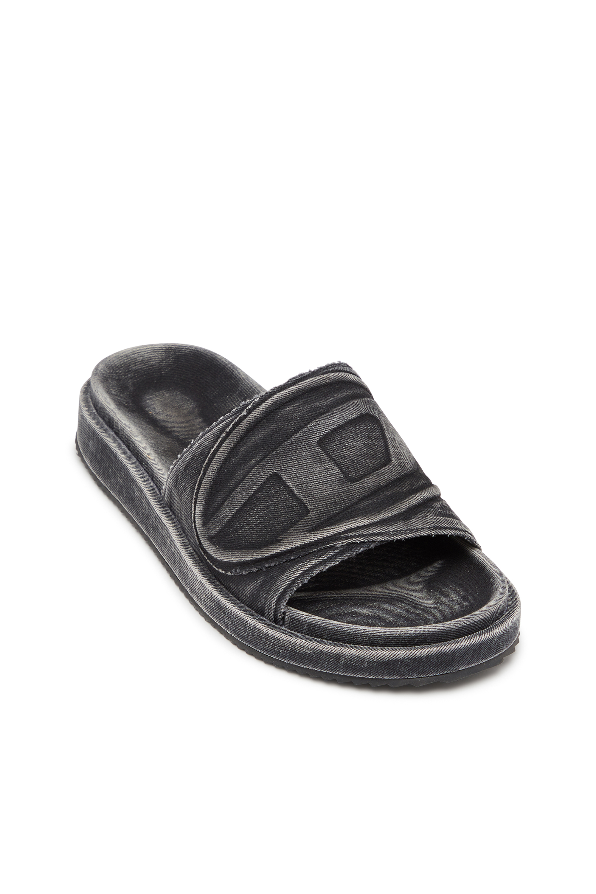 Diesel - SA-SLIDE D OVAL, Unisex's Sa-Slide D-Denim slides with embossed strap in Black - 6