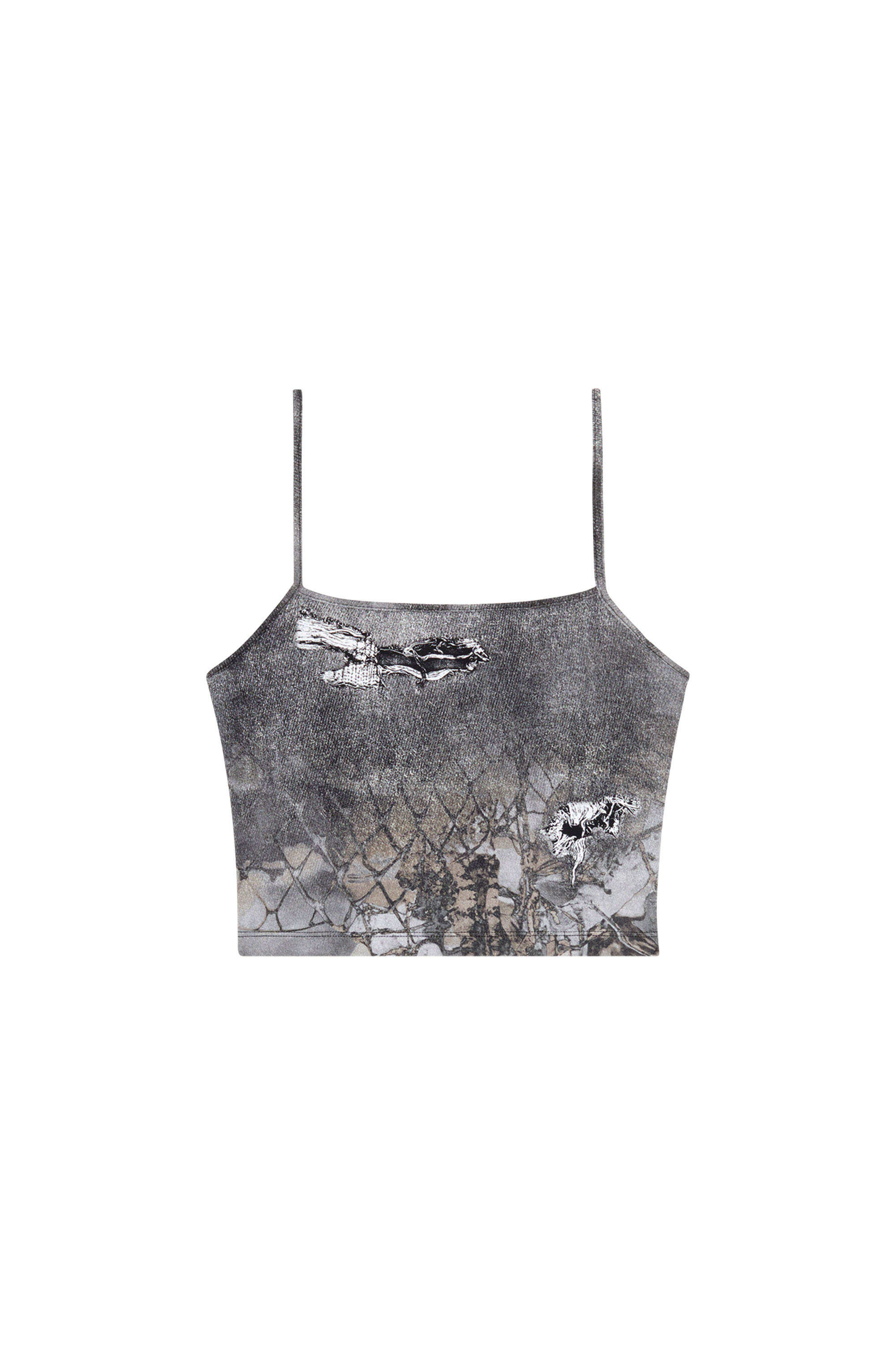 Diesel - T-HALSY, Woman's Strappy top with abstract print in Black - 4