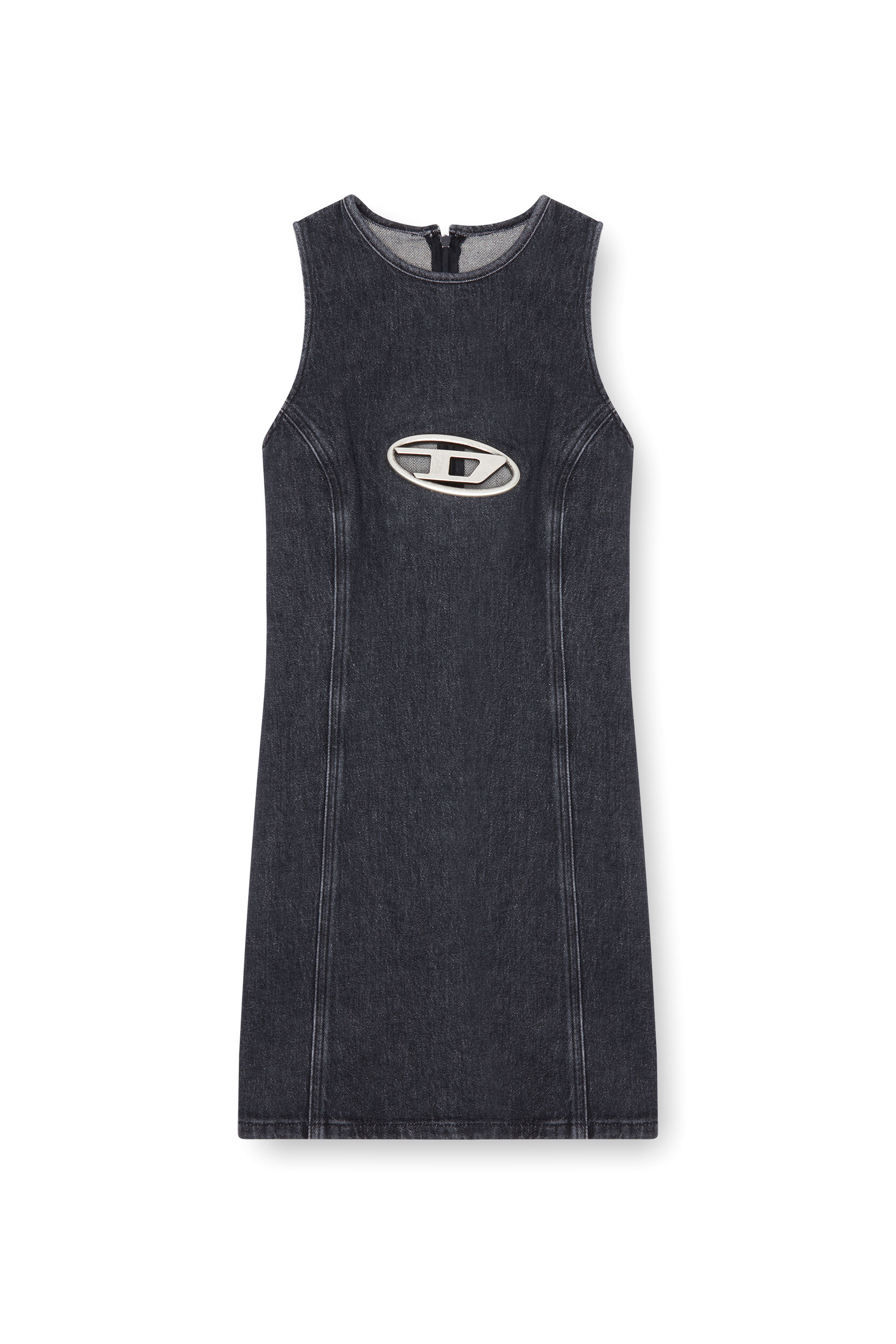 Diesel - DE-FERRIZ-FSD, Minivestido en denim con placa Oval D Mujer in Negro - 4