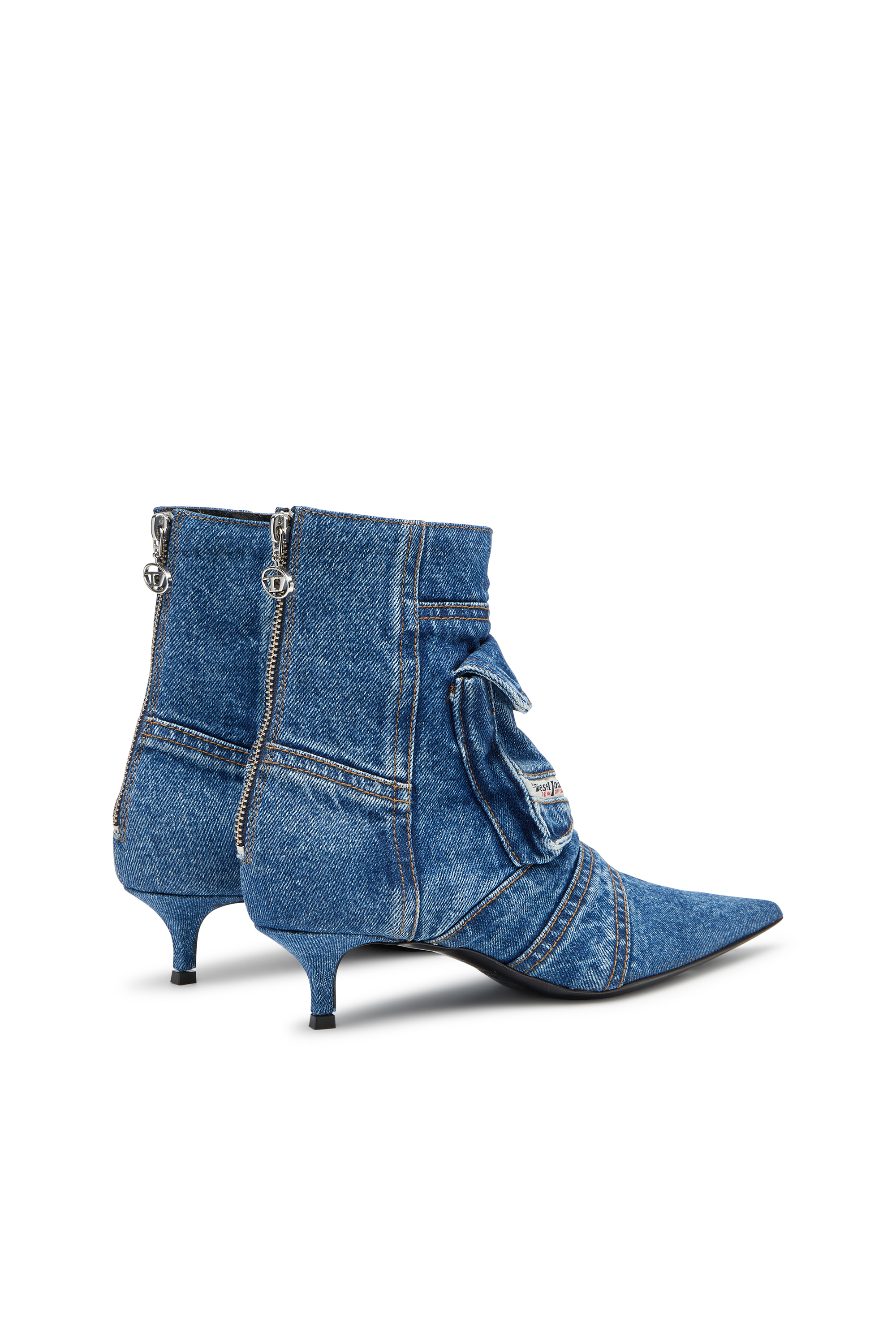 Diesel - D-VENUS POCKET LB, D-Venus-Botines cargo en denim lavado Mujer in Azul marino - 3