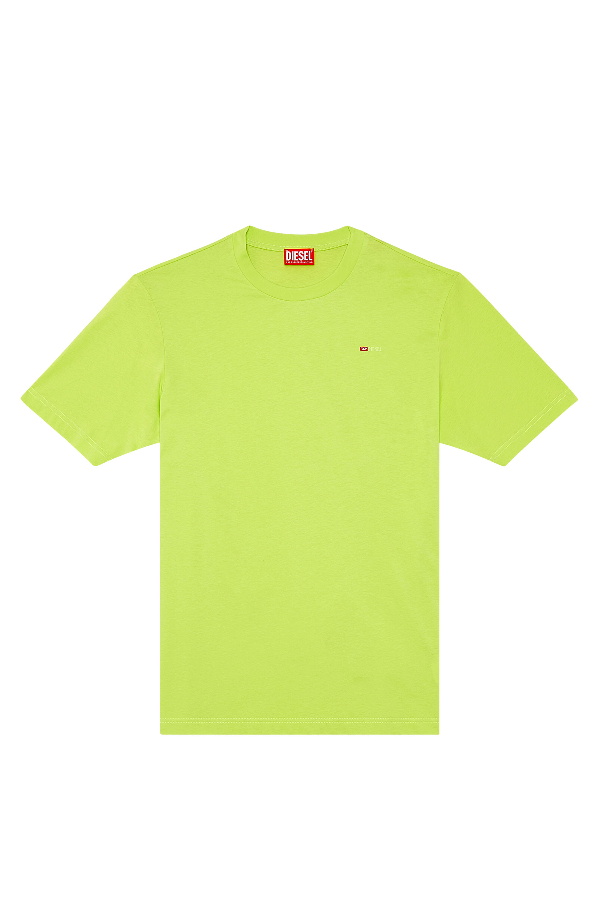 Diesel - T-JUST-MICRODIV, Man's T-shirt with micro-embroidered logo in Green Fluo - 4