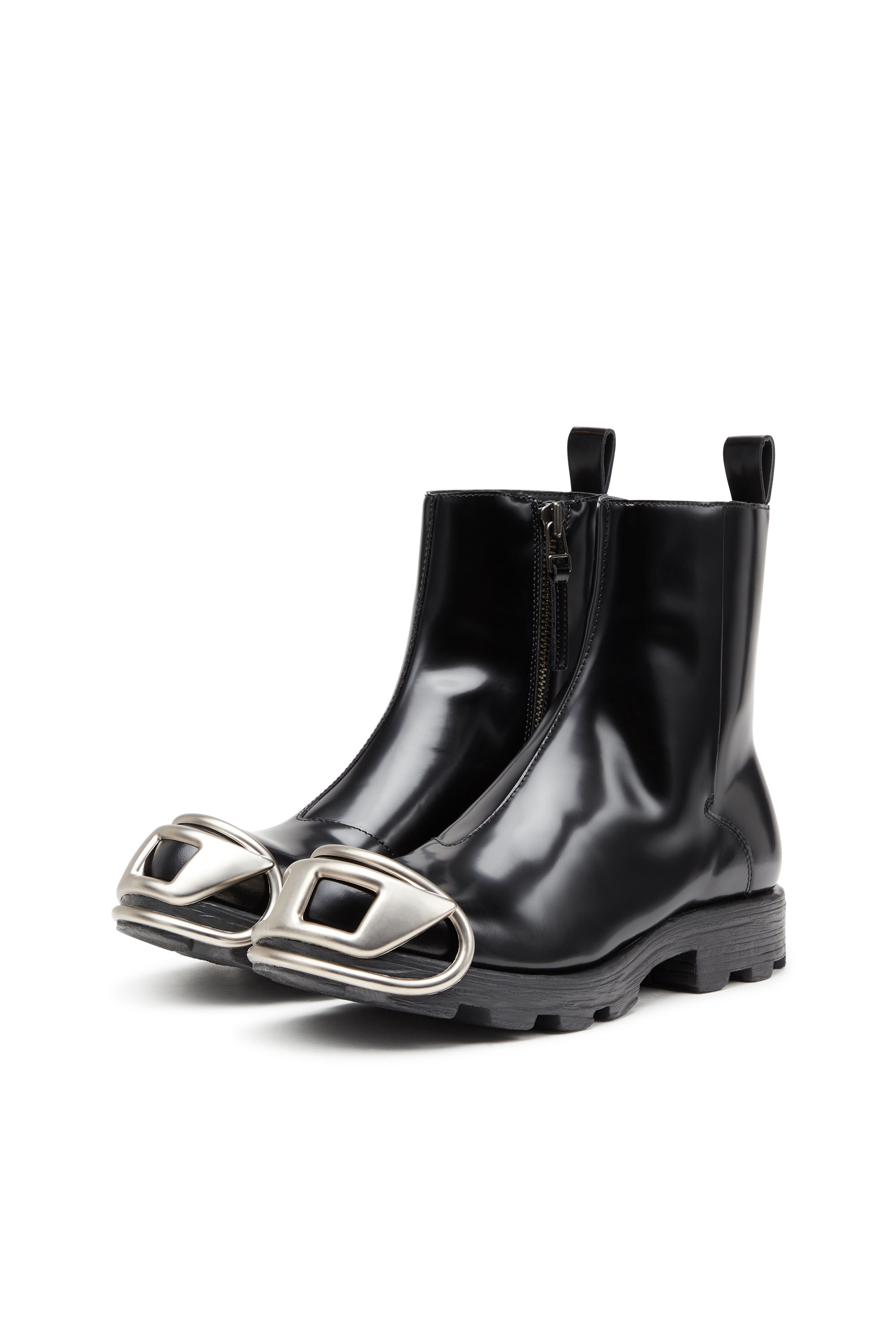 Diesel - D-HAMMER BT ZIP D, Man's D-Hammer-Leather Chelsea boots with Oval D toe caps in Black - 8