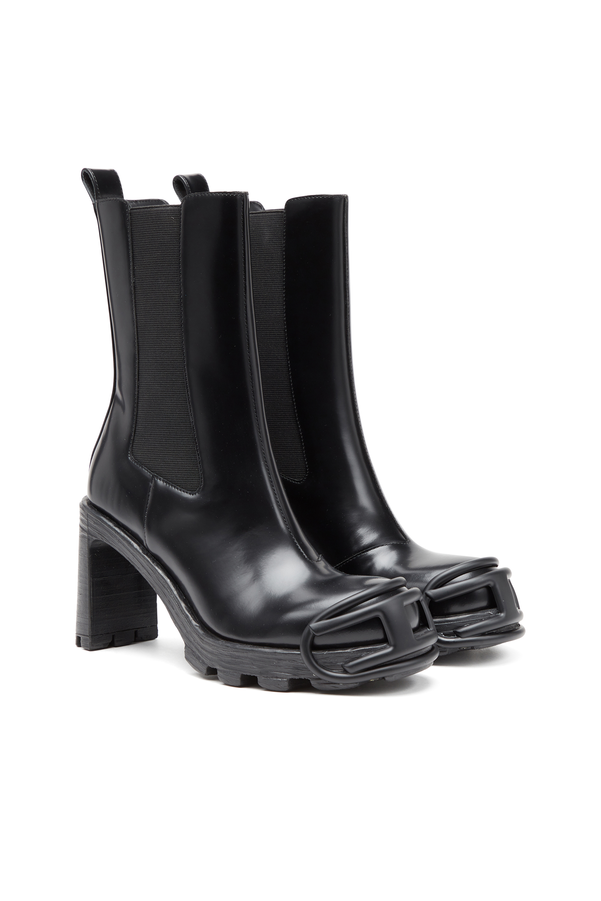 Diesel - D-HAMMER CH D W, D-Hammer-Botas de tacón alto con placa Oval D Mujer in Negro - 3