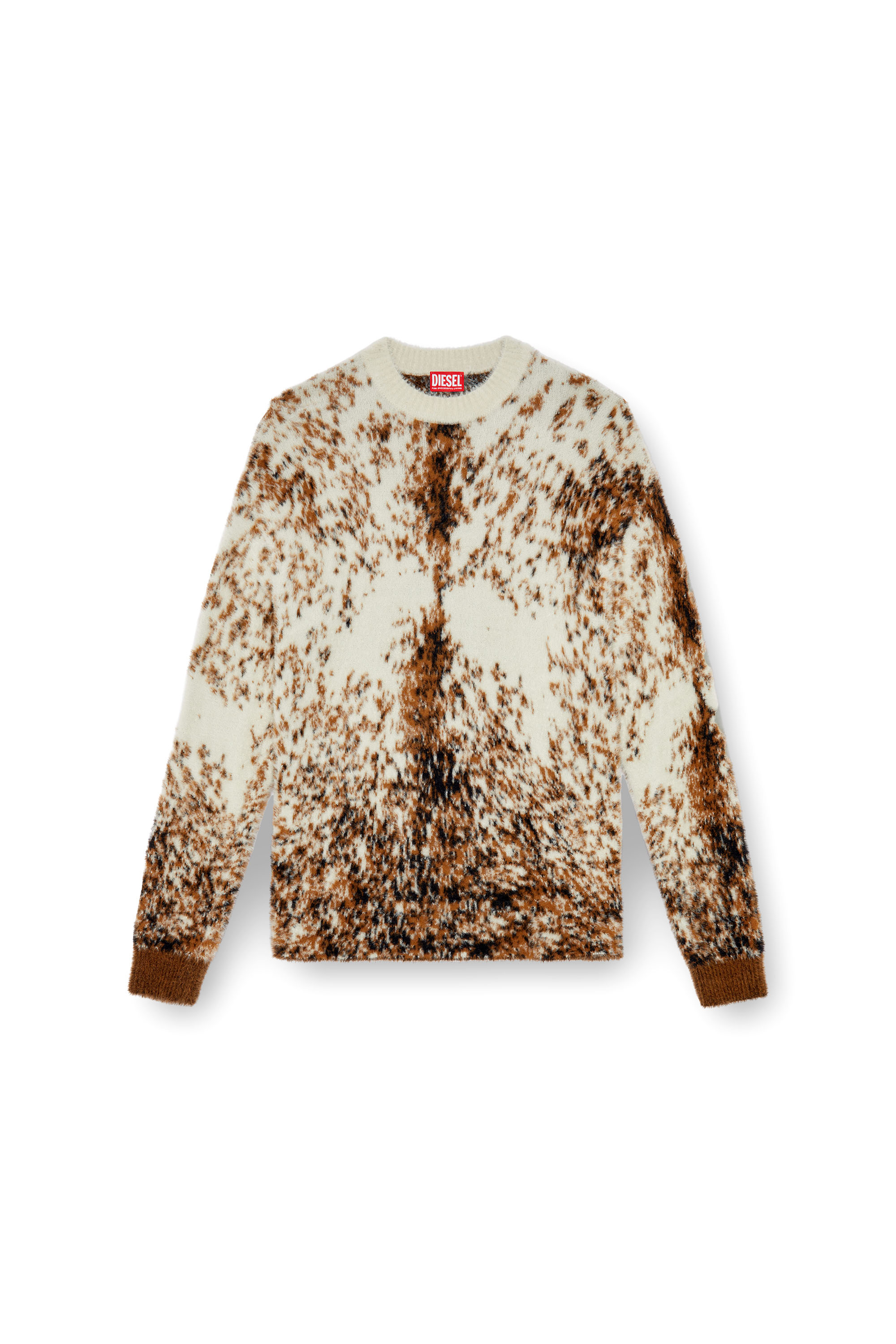 Diesel - K-ITELLO, Man's Fluffy jumper with animalier pattern in Brown - 5