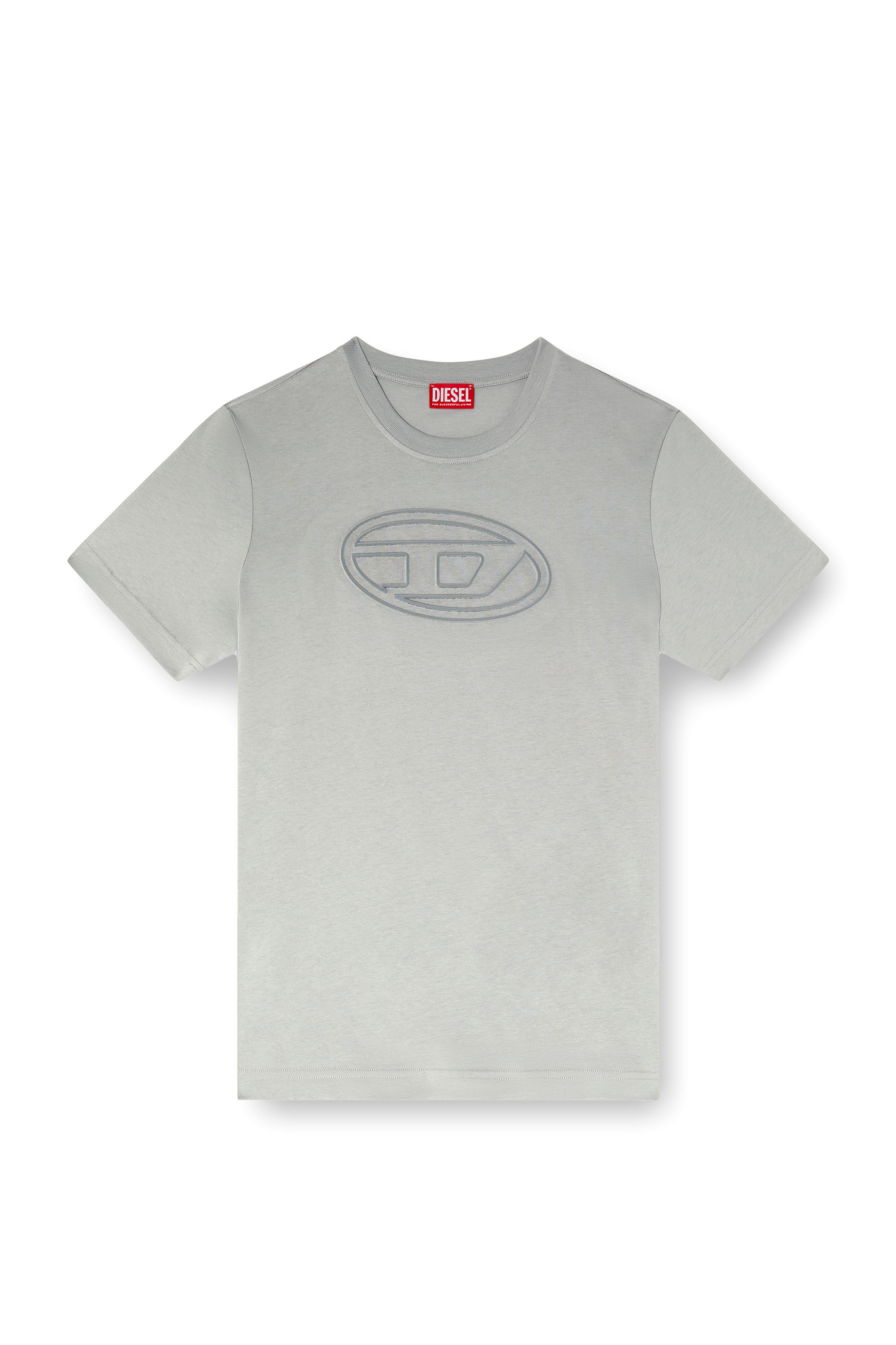 Diesel - T-ADJUST-BIGOVAL, Man's T-shirt with embossed Oval D in Light Grey - 5