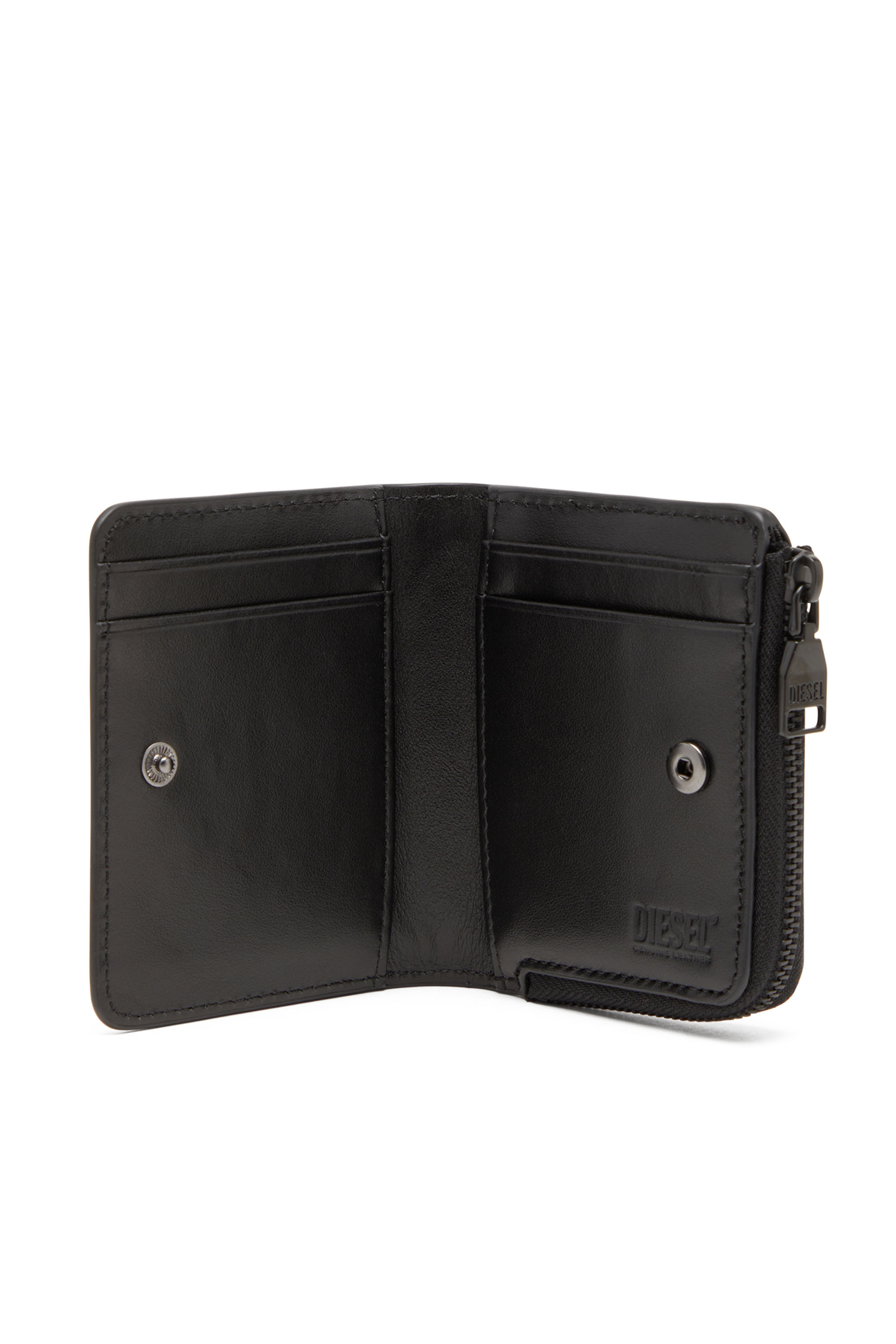 Diesel - HOLI-D CARD HOLDER ZIP L, Tarjetero de piel lisa Unisex in Negro - 3