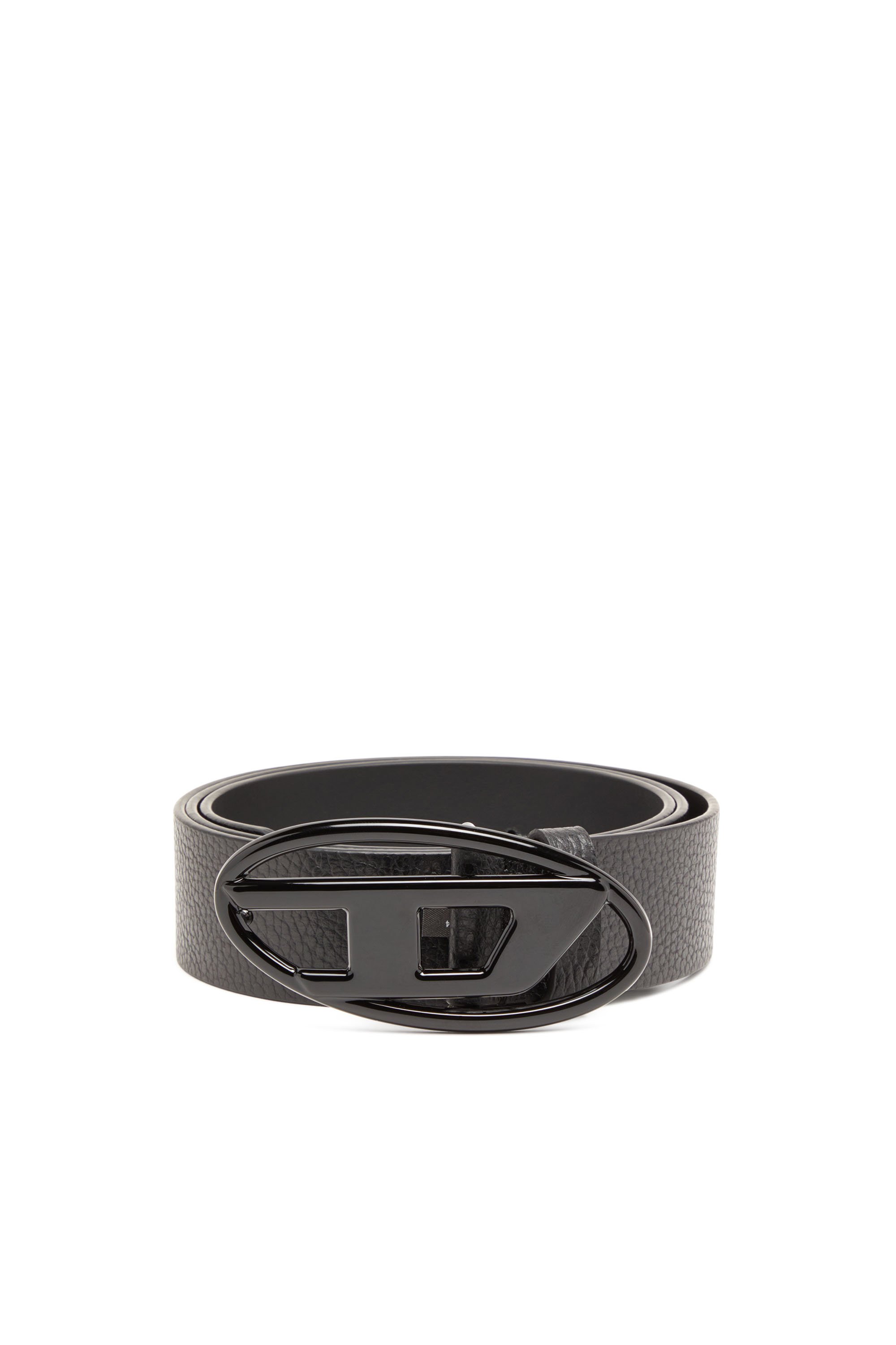 Diesel - B-1DR, Unisex's Leather belt with matte buckle in Black - 1