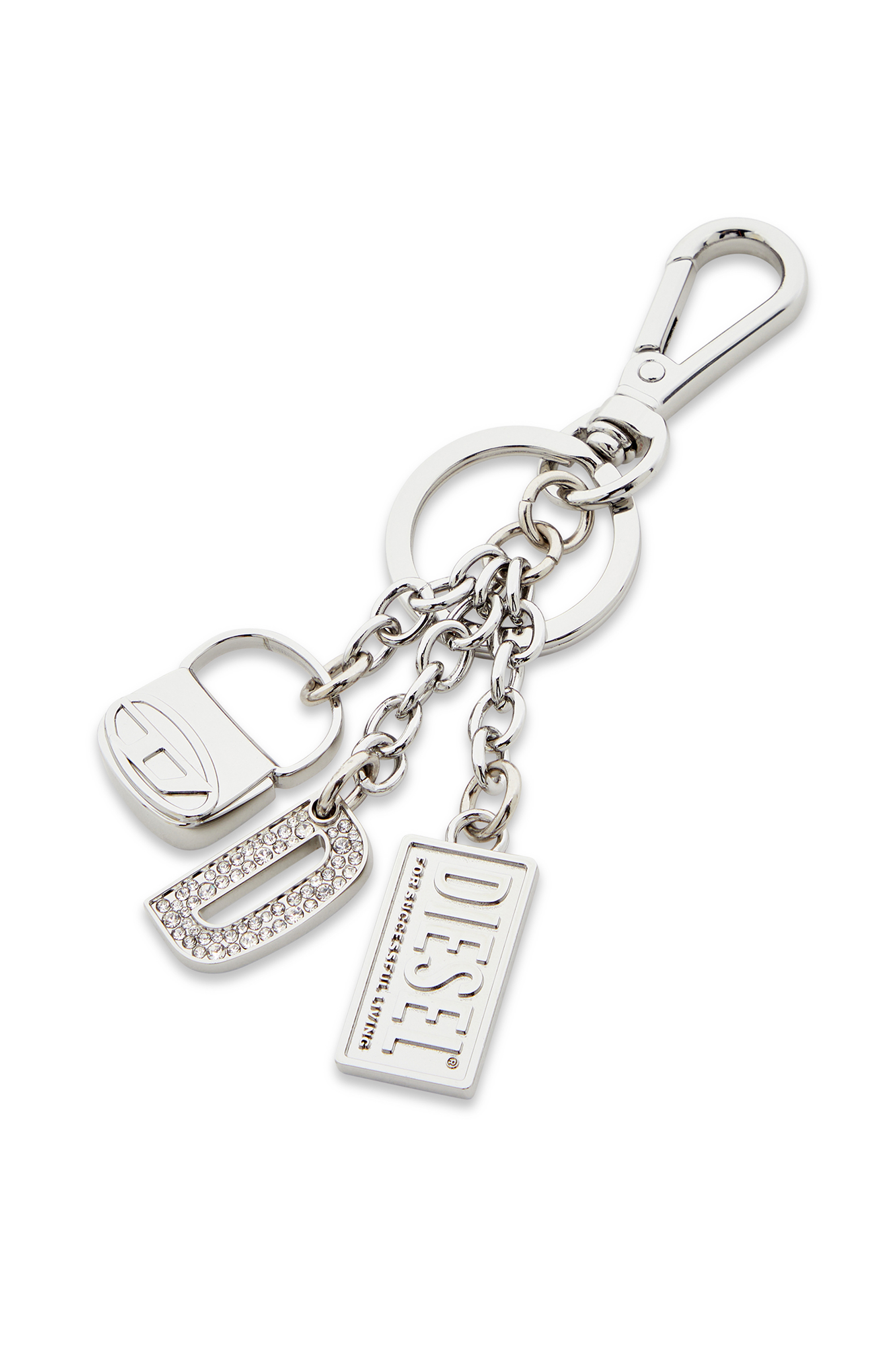 Diesel - 1DR KEY MULTICHARM, Llavero de metal con colgantes con el logotipo Mujer in Plateado - 2