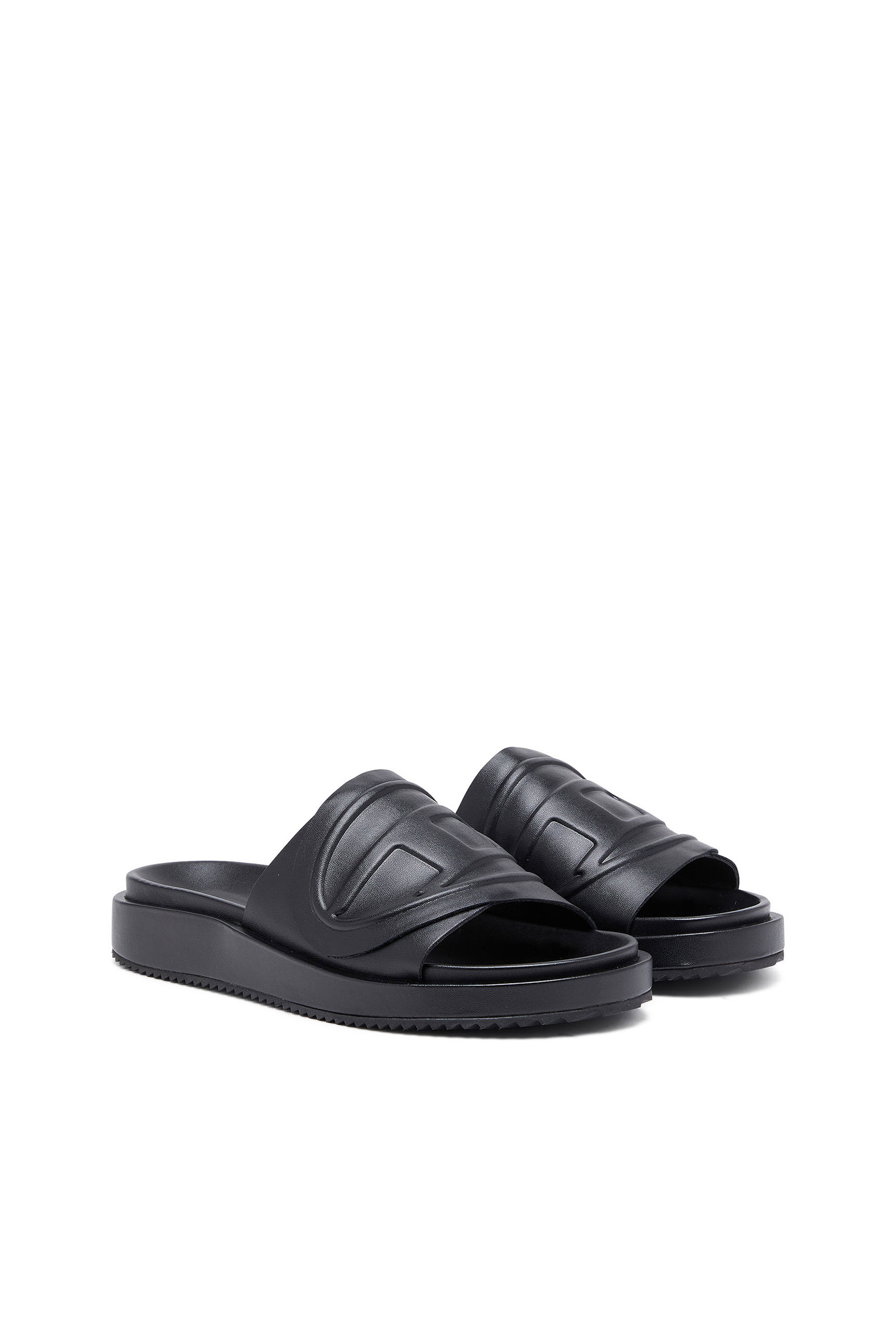 Diesel - SA-SLIDE D OVAL, Unisex's Sa-Slide D-PU slides with embossed Oval D in Black - 2