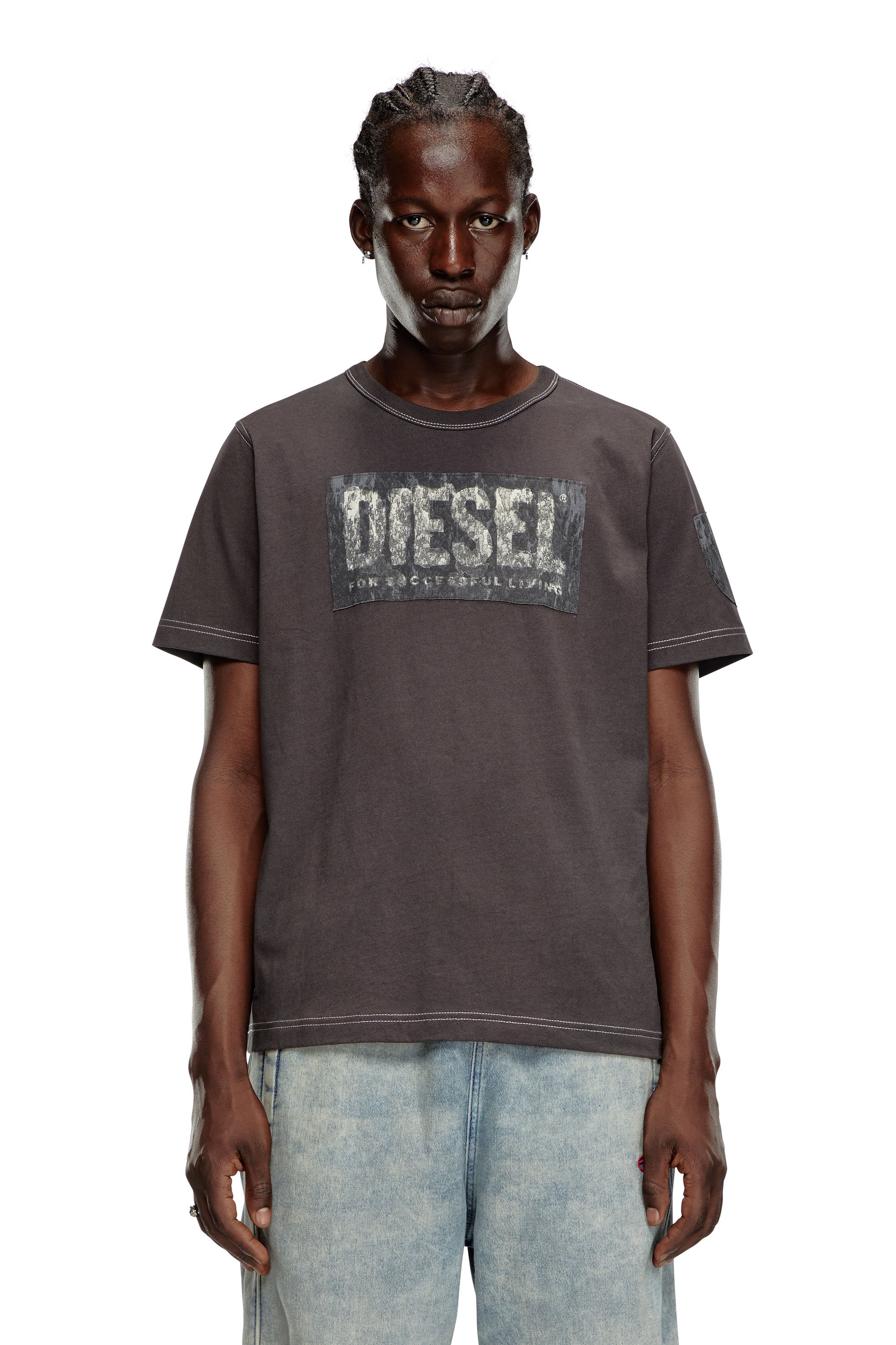 Diesel - T-ADJUST-Q1, Camiseta con parches gráficos Hombre in Gris - 1