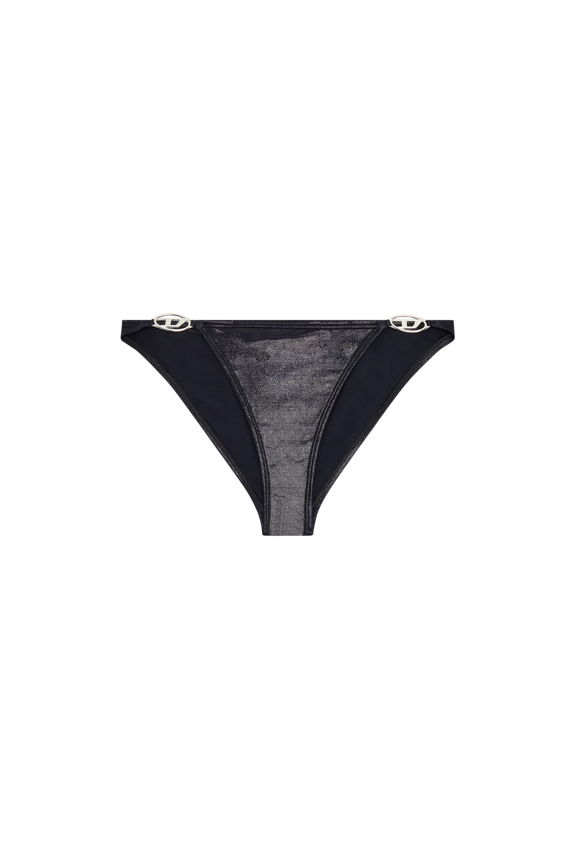 Diesel - BFPN-IRINA-O, Woman's Metallic bikini briefs with logo plaques in Black - 4