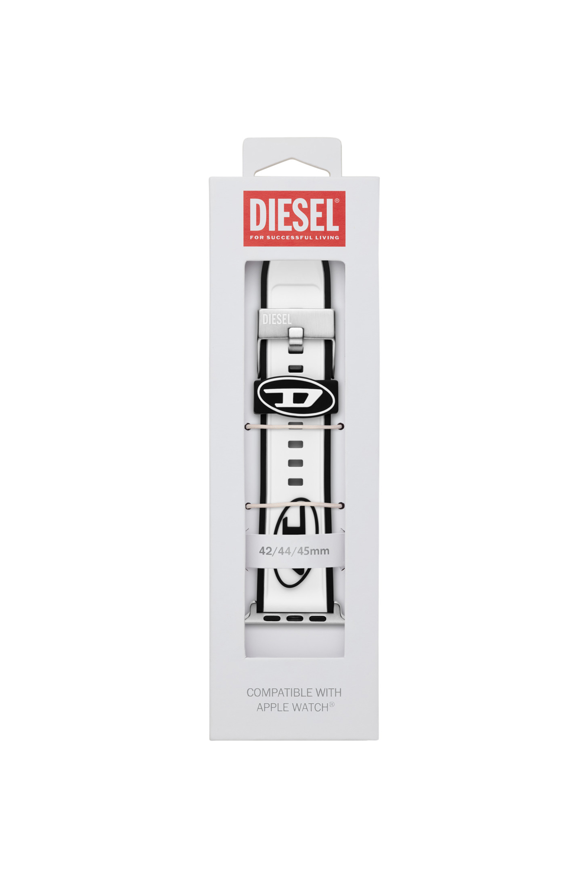 Diesel - DSS009, Correa de silicona por Apple Watch®, 42mm, 44mm, y 45mm. Unisex in Blanco - 2