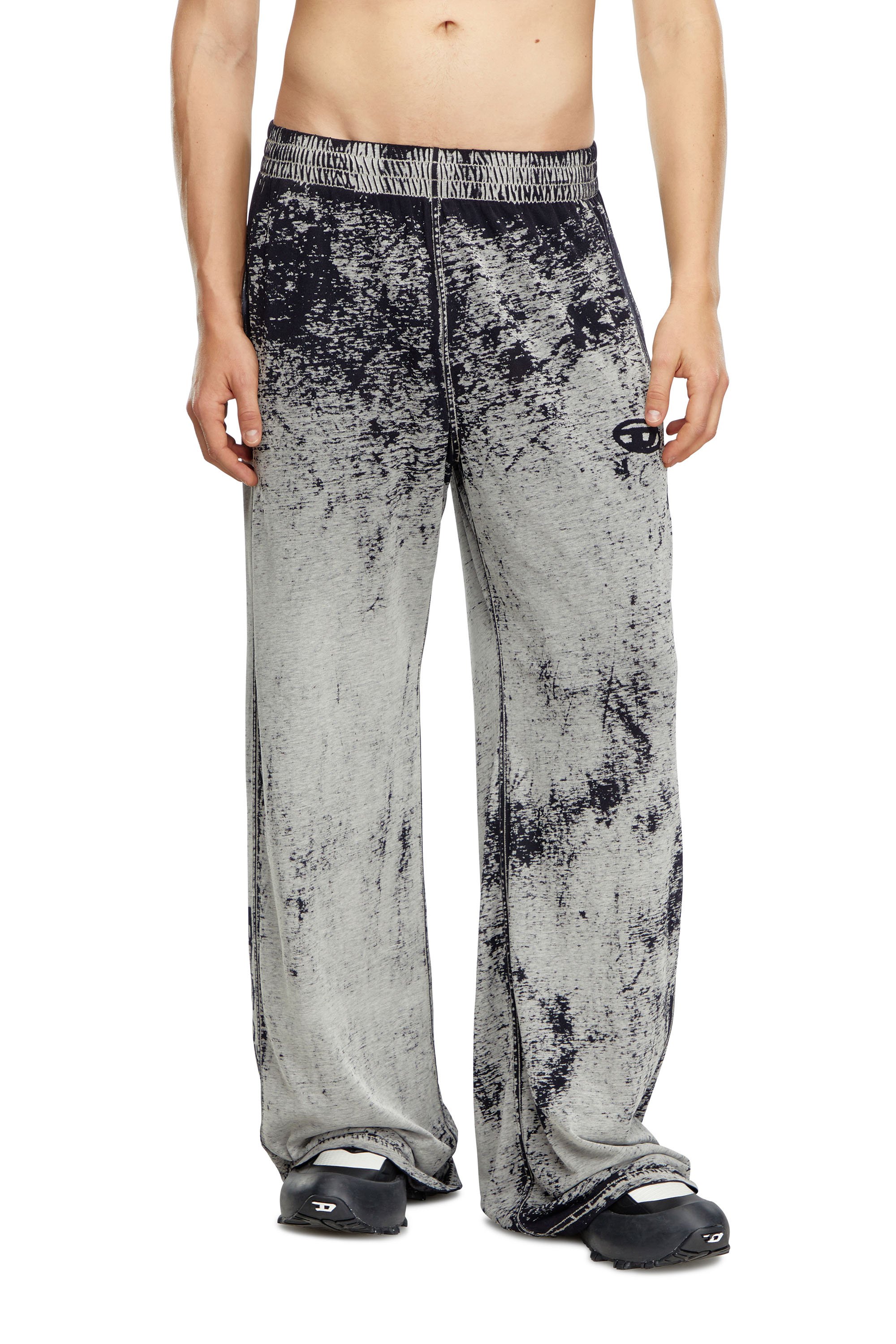 Diesel - P-LEO-DEV, Man's Track pants in burnout plated jersey in Black/Grey - 2