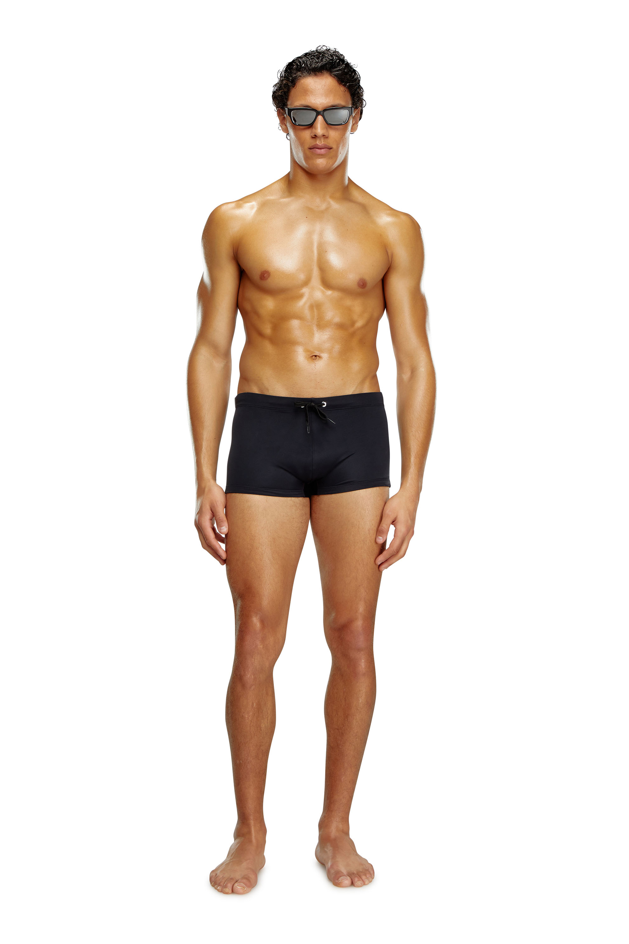 Diesel - BMBX-BRAD, Man's Swim boxer briefs with rear logo print in Black - 1