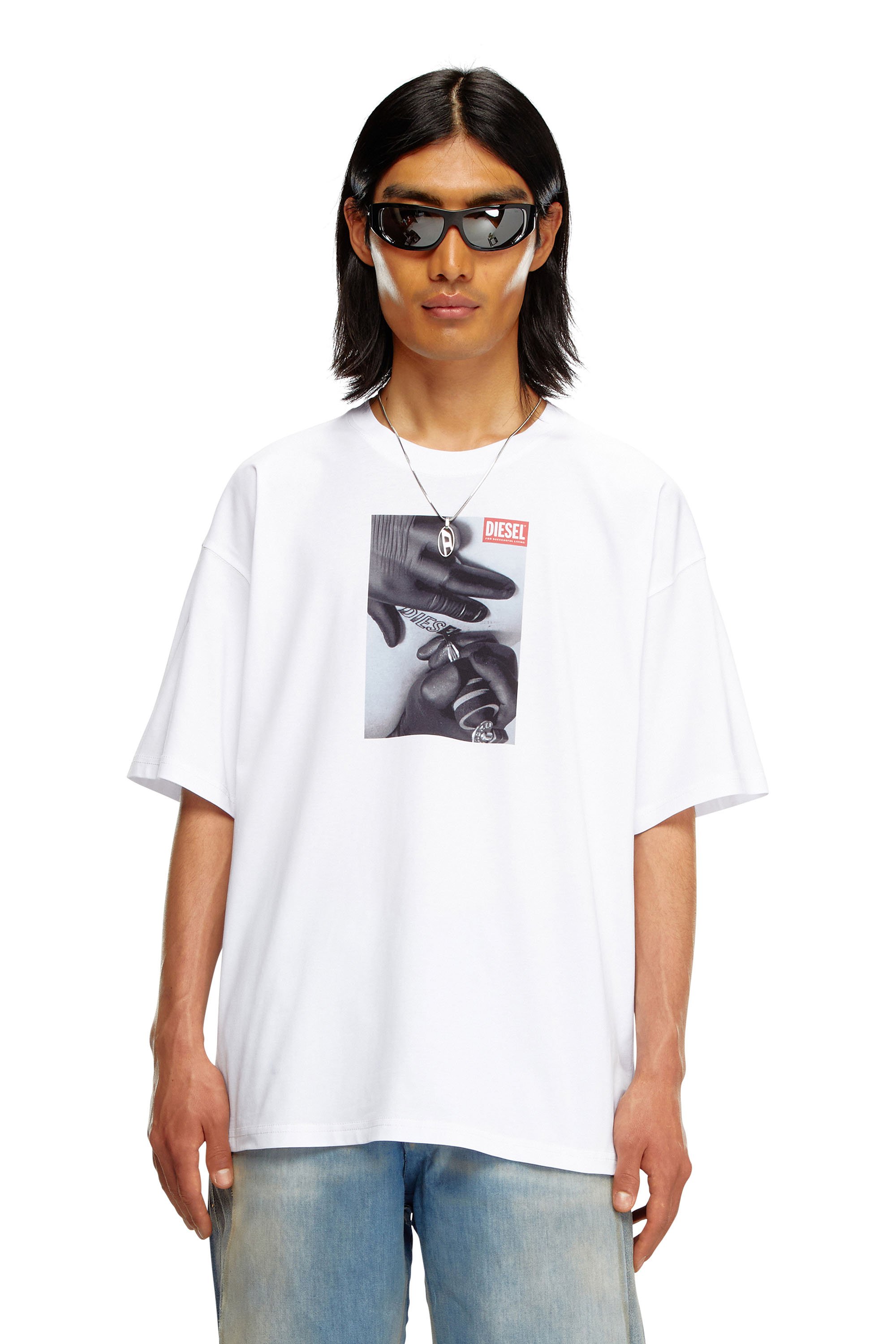 Diesel - T-BOXT-K4, Man's T-shirt with tattoo glove print in White - 1