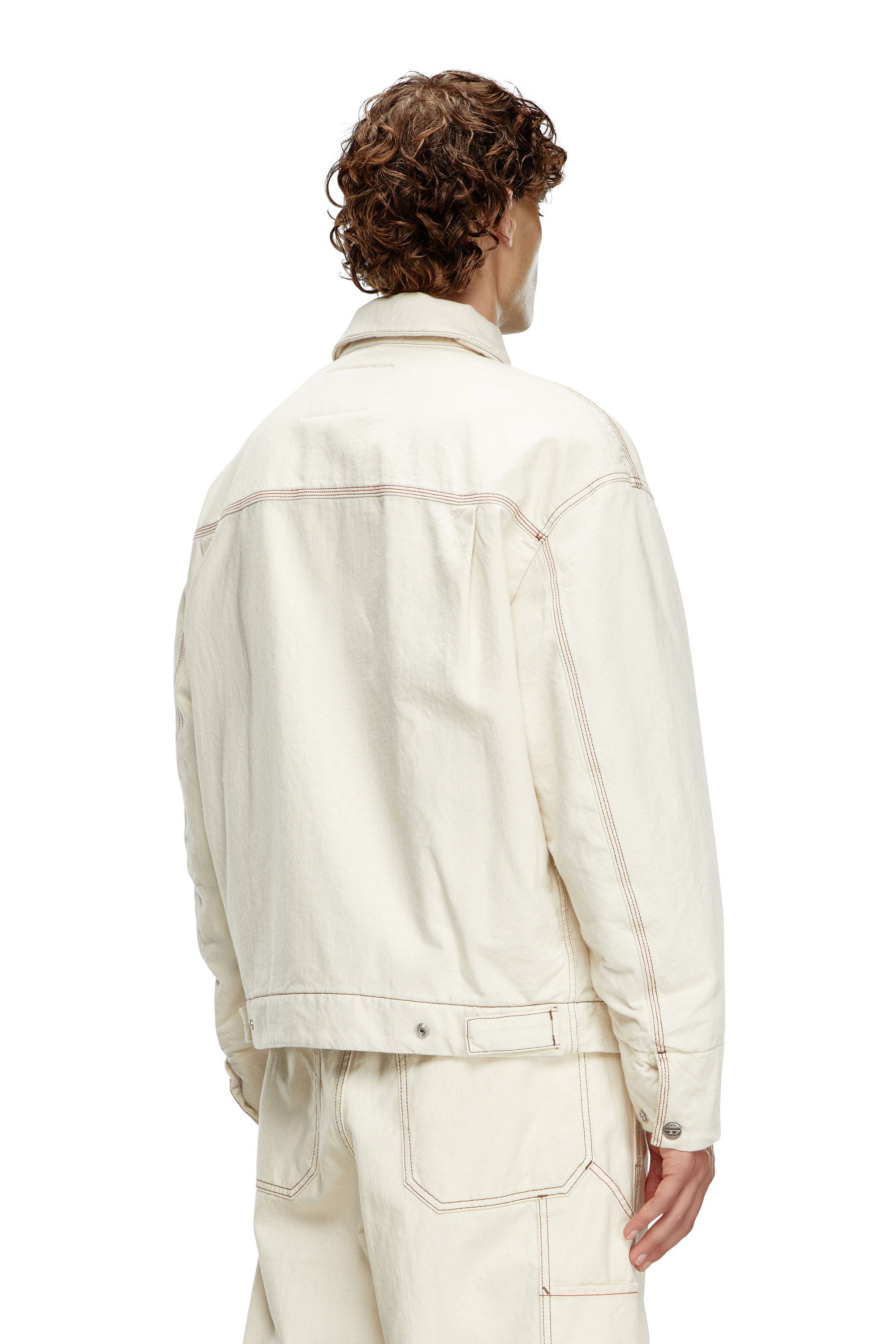 Diesel - D-STACK, Man's Padded jacket in clean-wash denim in White - 3